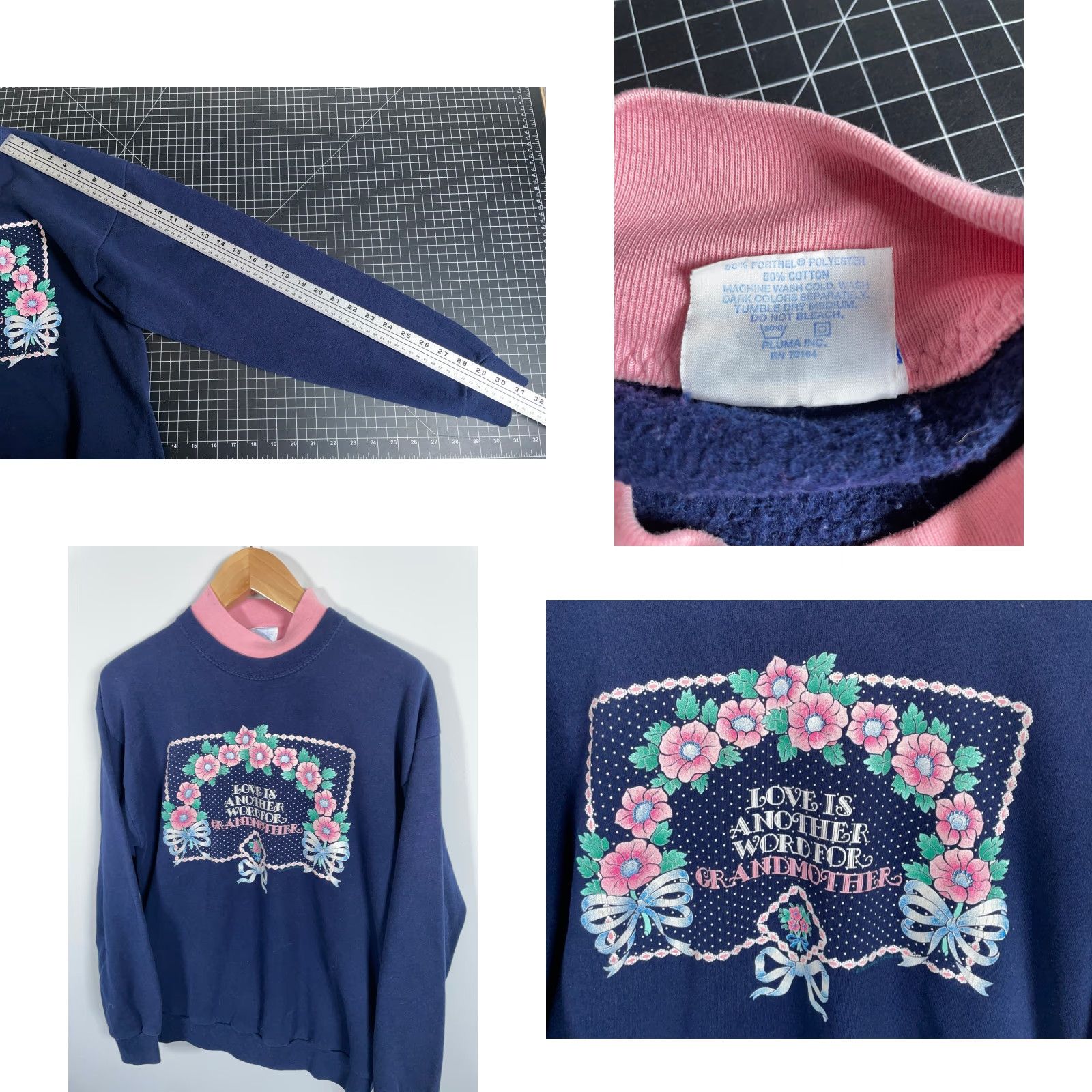 Vintage VINTAGE 90s Grandma Love Sweatshirt Santee Blue Raglan Sleeve Pullover Long Sleeve Floral Print Graphic Fall Winter Spring Summer Women Adult Large) Size L / US 10 / IT 46 - 8 Thumbnail