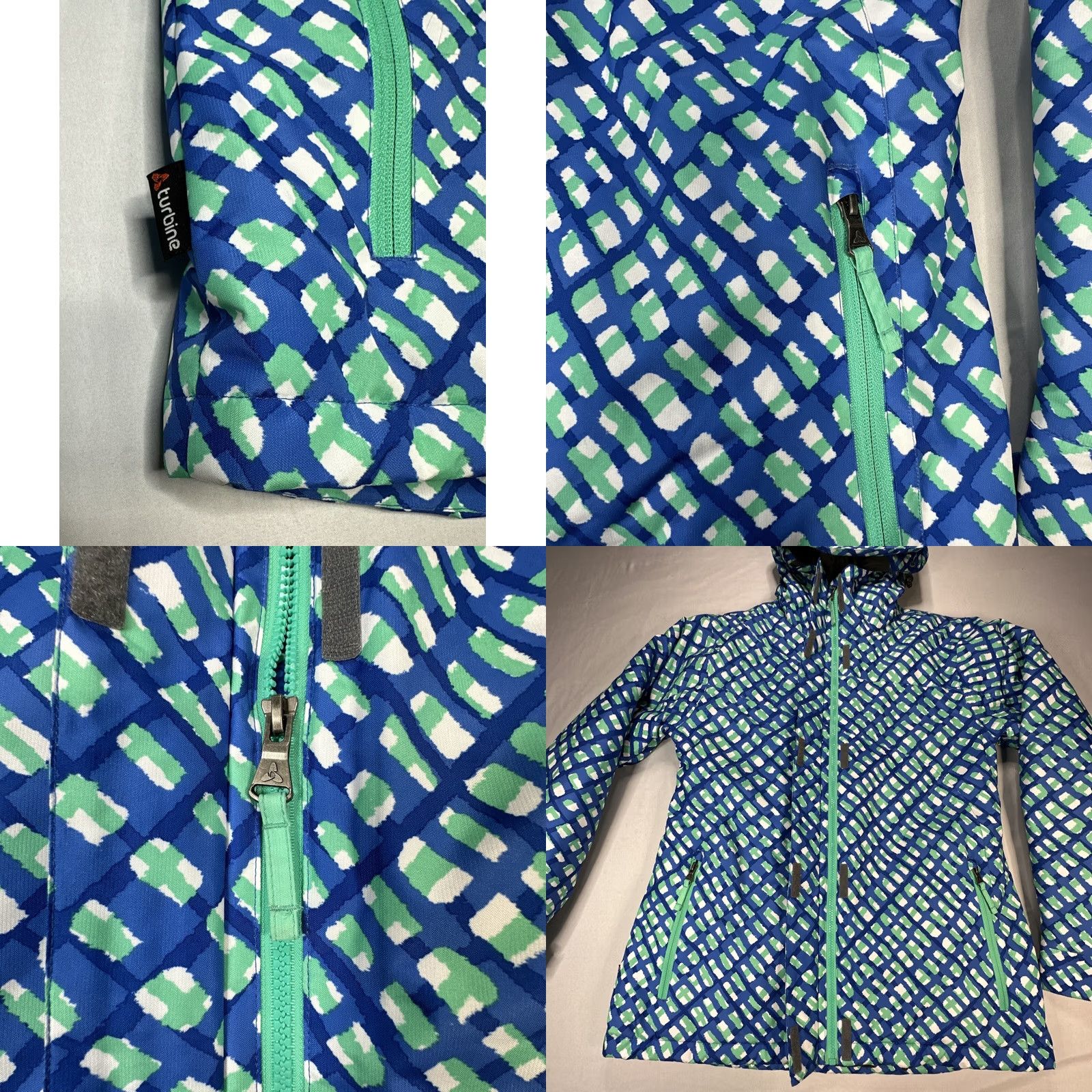 Vintage Turbine Women’s XL Boardwear Hooded Jacket Waterptoof Blue Green Snow Ski Jacket Women XL Hooded Waterptoof Blue Green Snow Ski Size XL / US 12-14 / IT 48-50 - 8 Thumbnail