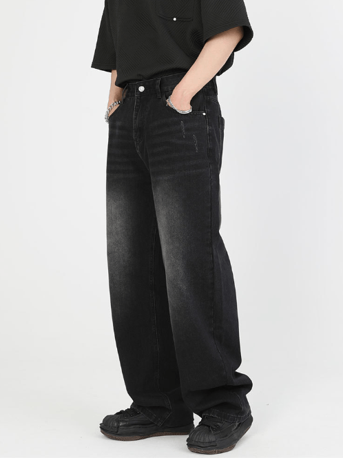 Japanese Brand Washed distressed loose slim retro all-match straight jeans Size US 32 / EU 48 - 2 Thumbnail