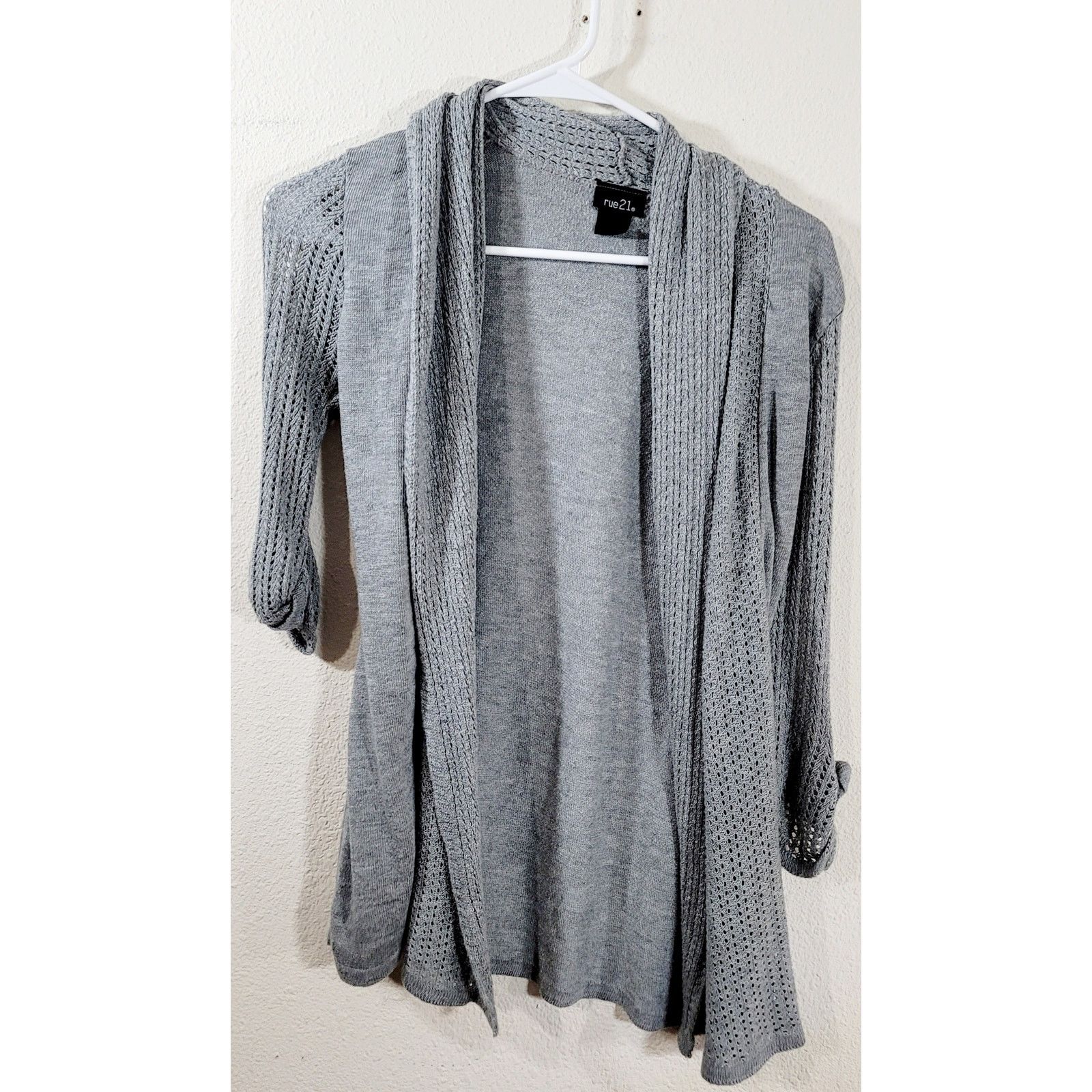 rue21 Rue 21 Gray Knit Open Front Cardigan Sweater Small Size S / US 4 / IT 40 - 5 Thumbnail