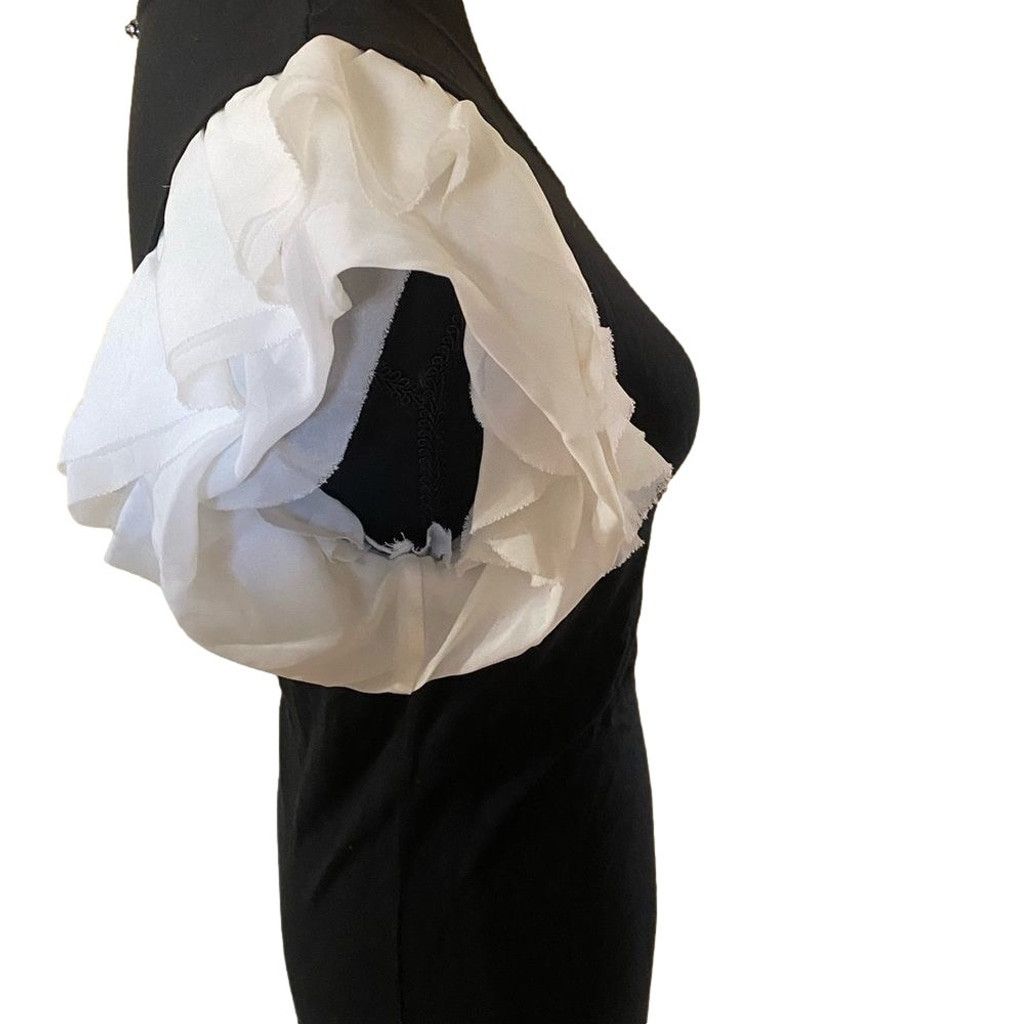 Victoria's Secret Victoria's Secret XS Black Top – White Layered Puff Sleeves Size XS / US 0-2 / IT 36-38 - 3 Thumbnail