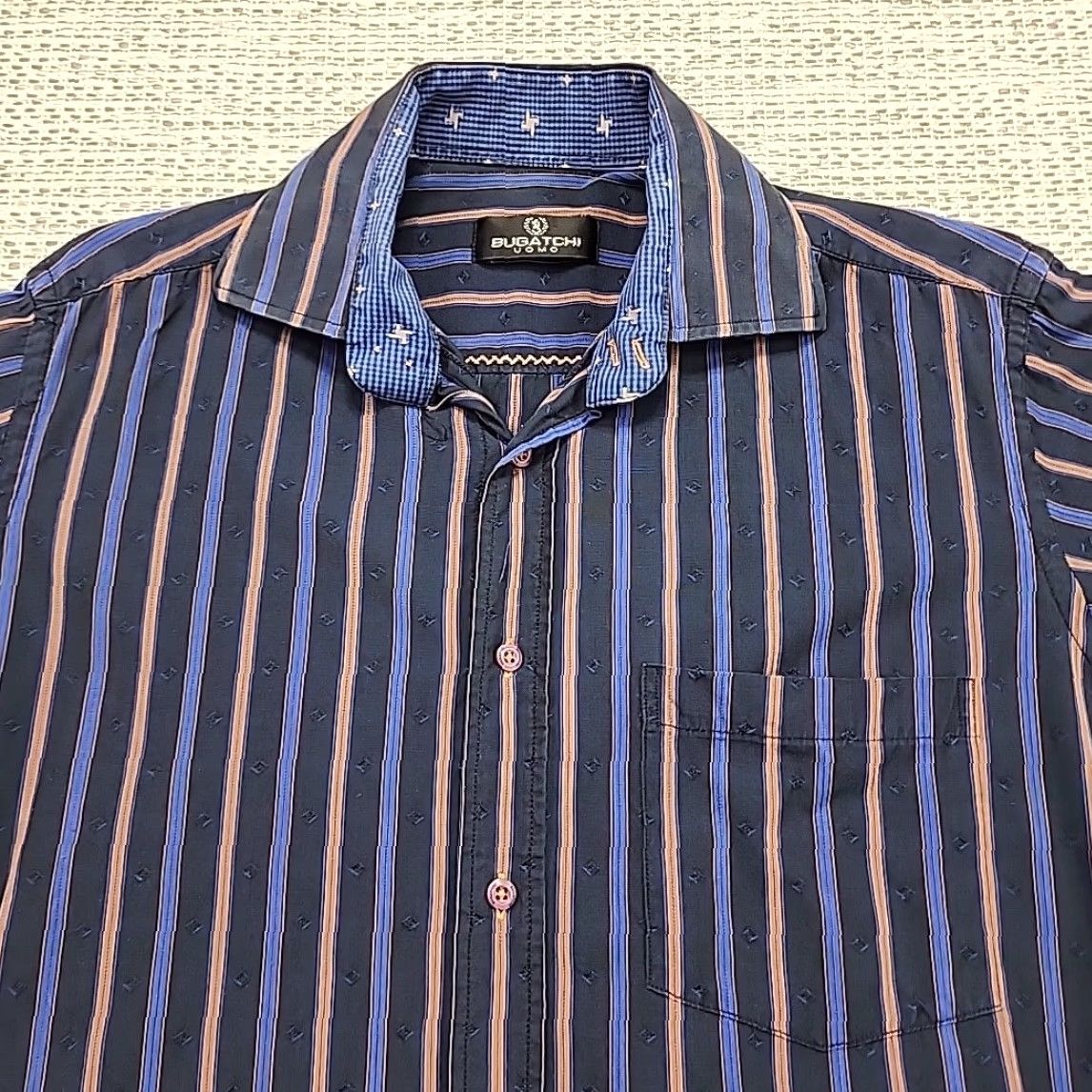 BUGATCHI Bugatchi Uomo Shirt Mens Medium Short Sleeve Button Up Casual Striped Size US M / EU 48-50 / 2 - 4 Thumbnail