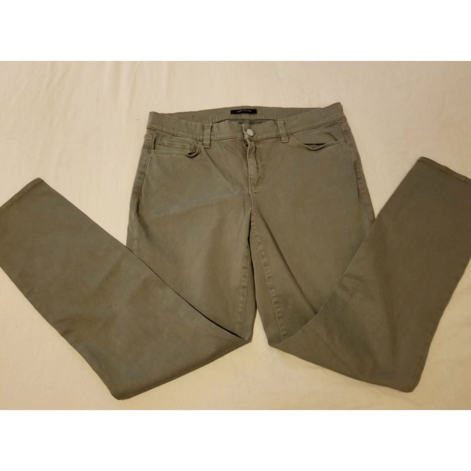 Ann Taylor Womens Ann Taylor Khaki Dress Pants 12 Cotton Slack Chino Trouser Stretch Beige Regular Pants Womens Size 34" / US 12 / IT 48 - 3 Thumbnail