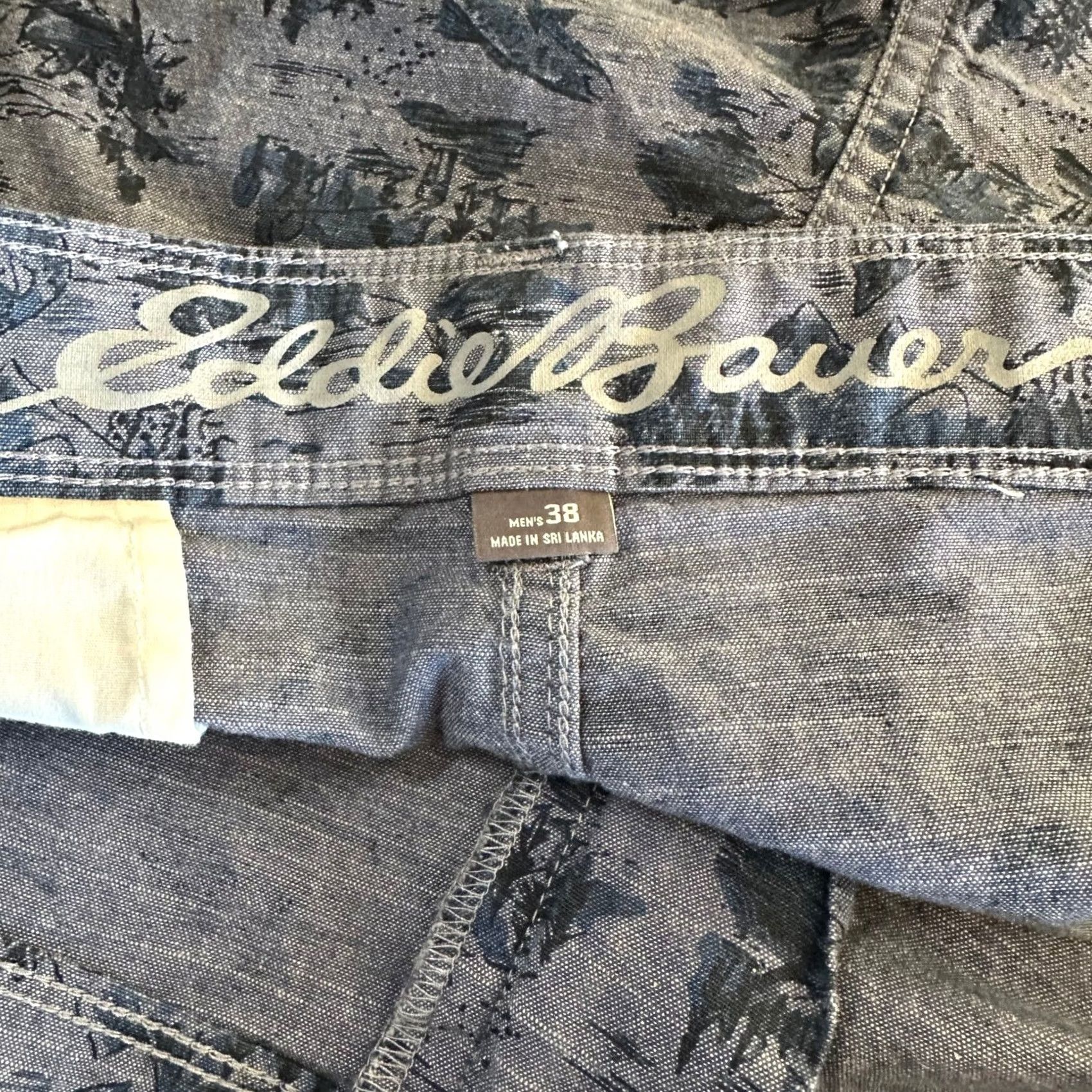 Eddie Bauer Eddie Bauer Mens Blue Fishing Scenic Print Cotton Shorts Size 38 Outdoors Fish Chino Casual Travel Mens Size US 38 / EU 54 - 7 Thumbnail