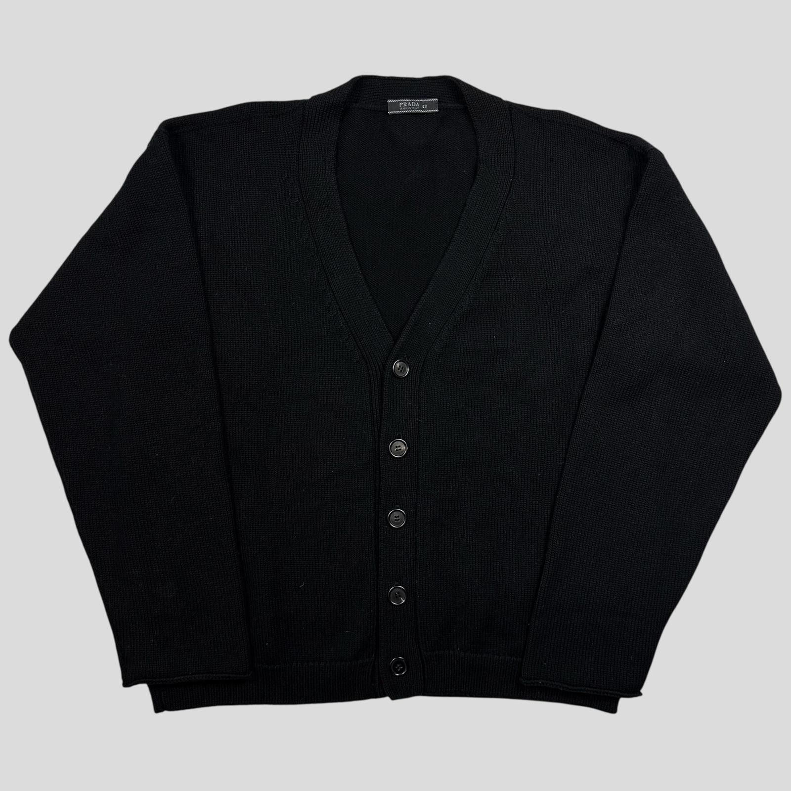 Prada Prada 2021 Triangle Logo Heavyweight Boxy Wool Cardigan - M Size US M / EU 48-50 / 2 - 1 Thumbnail