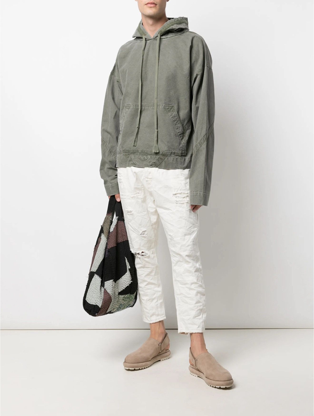 Greg Lauren Greg Lauren Diagonal-panel Detailing Cotton Hoodie Size US L / EU 52-54 / 3 - 3 Thumbnail