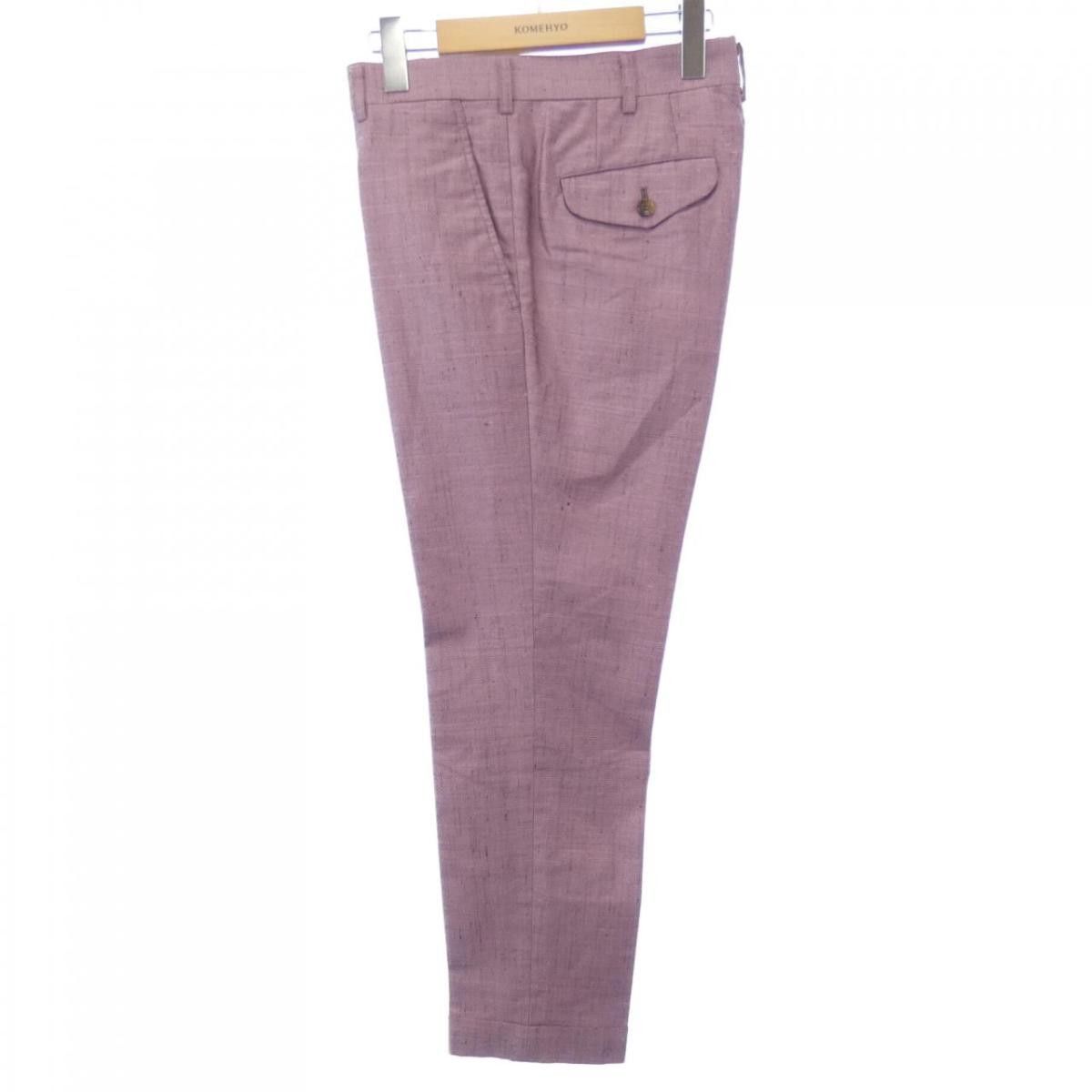 Cropped Pants Pink Plain Zip Fly Long