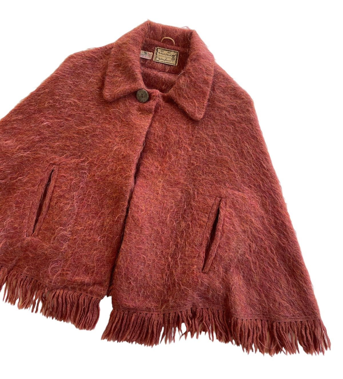 Vintage 1960s Andrew Stewart Fuzzy Mohair Poncho Size M / US 6-8 / IT 42-44 - 2 Thumbnail