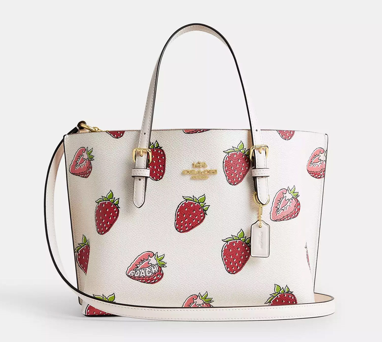 Coach Mollie Tote Bag 25 With Strawberry Print CAL66 Size ONE SIZE - 8 Thumbnail