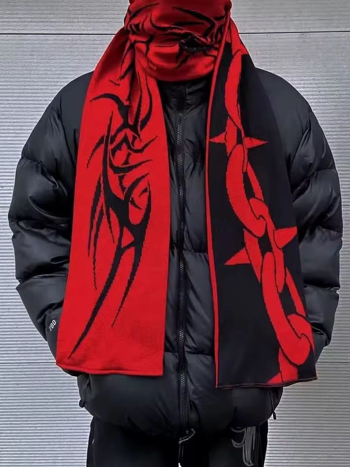 Other Abstract Streetwear Punk Gothic Black and Red Scarf Size ONE SIZE - 2 Thumbnail