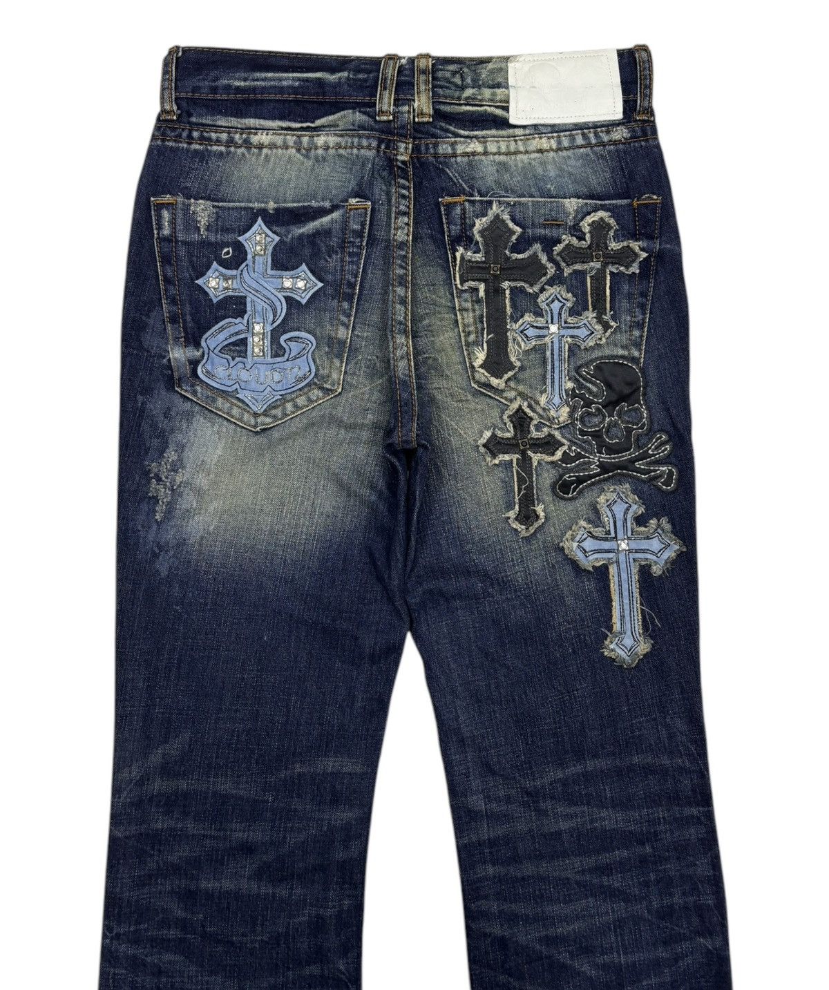 Number (N)ine Vintage Skulls Cross Patches Number Nine Style Denim Jeans Size US 29 - 3 Thumbnail