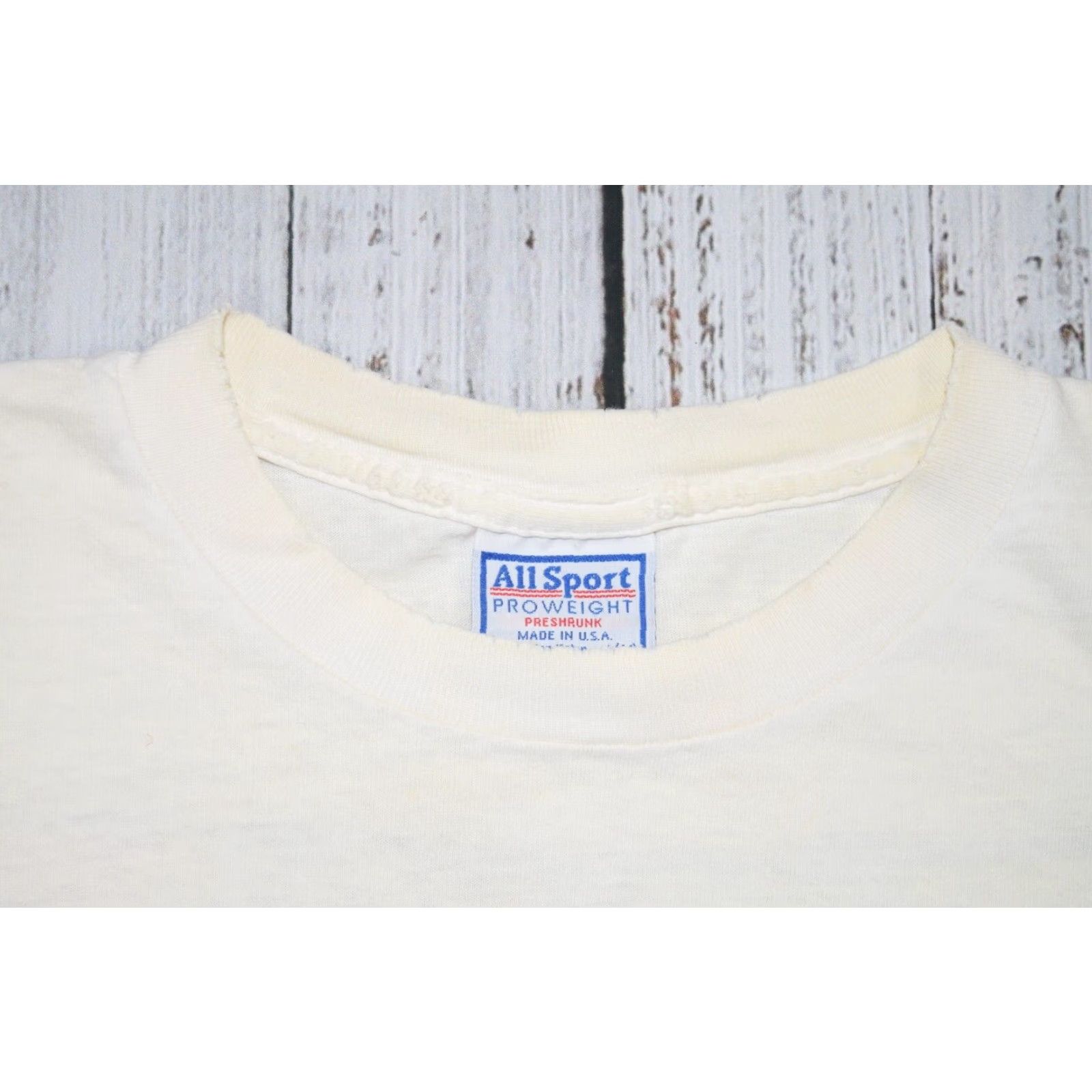 Dunlop VINTAGE ALLSPORT T-Shirt Shirt Men L White 90s Tennis Graphic Double-Sided Tropic Fish Abstract USA Tee L Mens Size US L / EU 52-54 / 3 - 5 Thumbnail