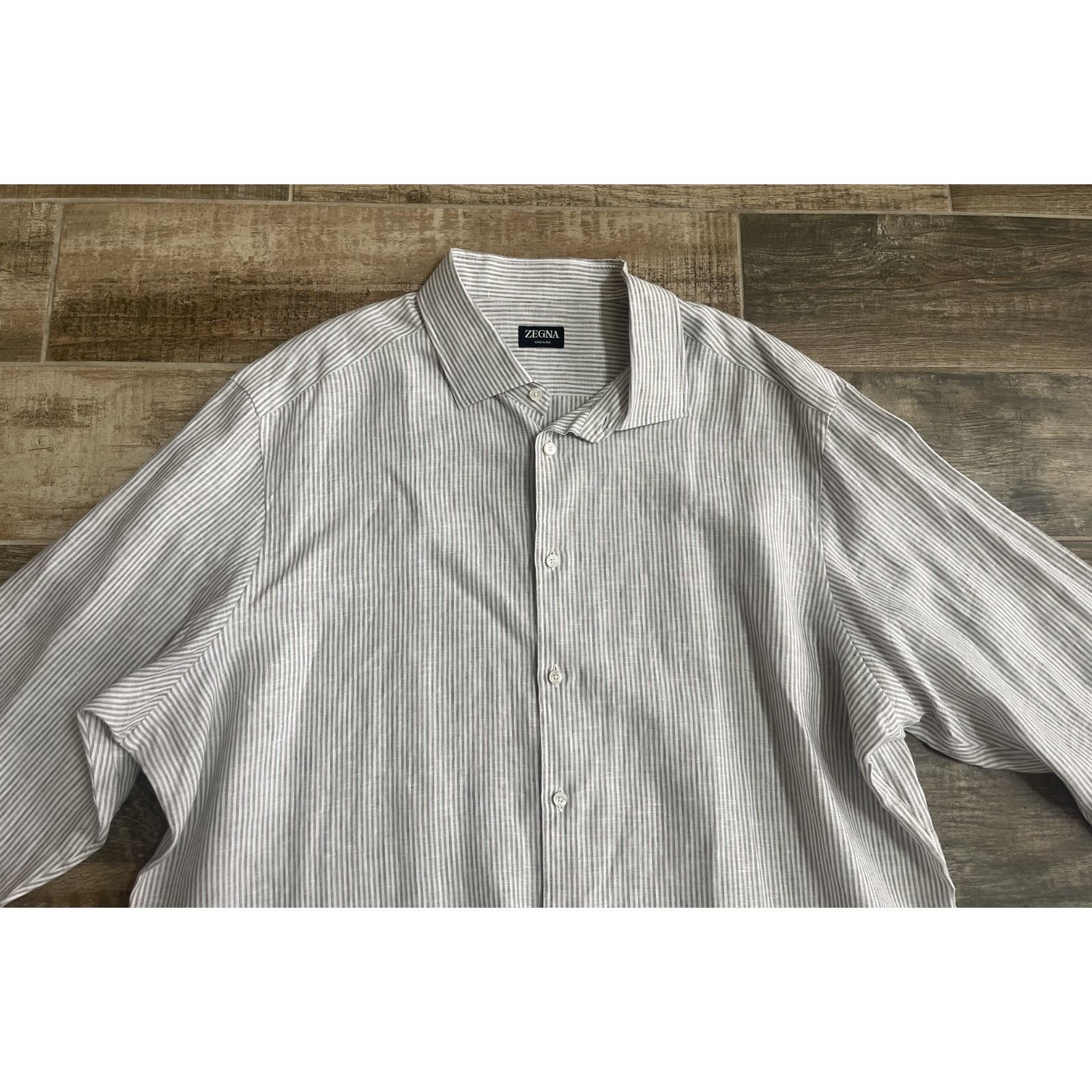 Ermenegildo Zegna $1,595 NWT Ermenegildo Zegna Oasi Lino Linen Shirt 3XL Size US XXL / EU 58 / 5 - 2 Thumbnail