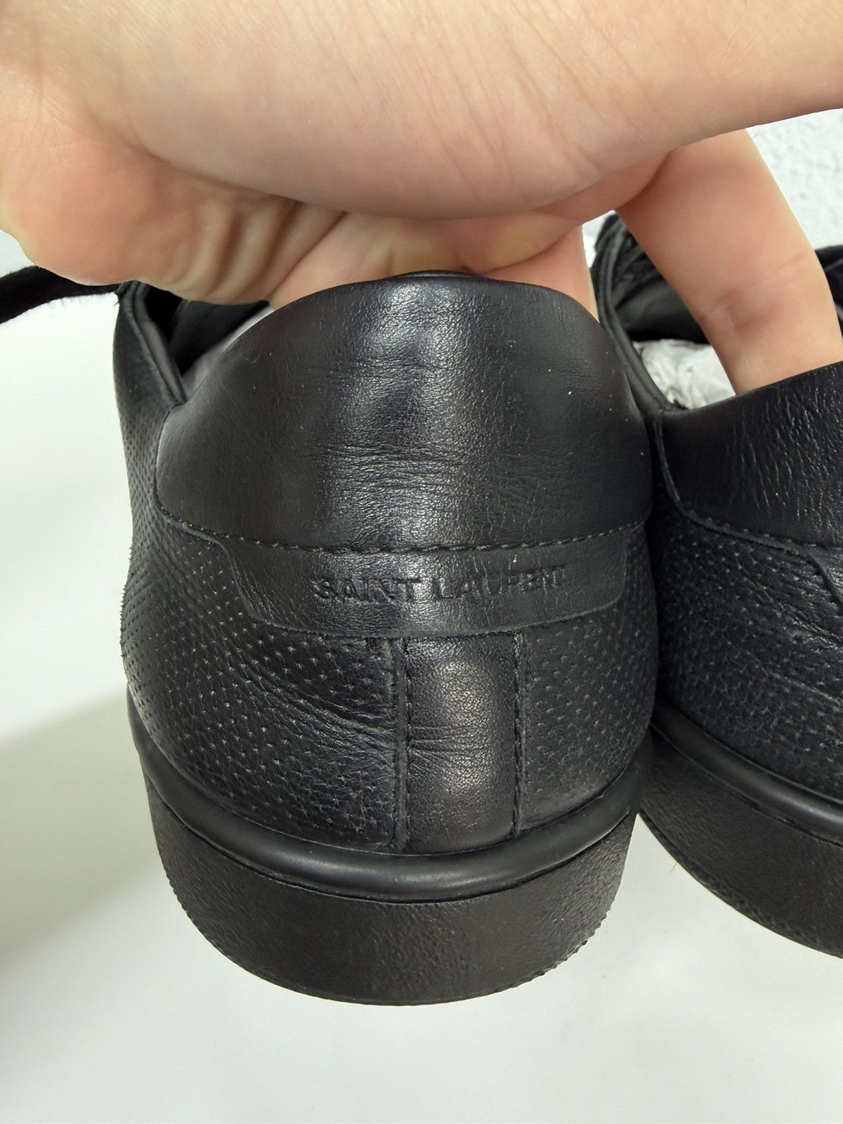 Saint Laurent Paris Saint Laurent Paris Black Leather Sneakers Low Top Shoes Size US 9.5 / EU 42-43 - 18 Thumbnail