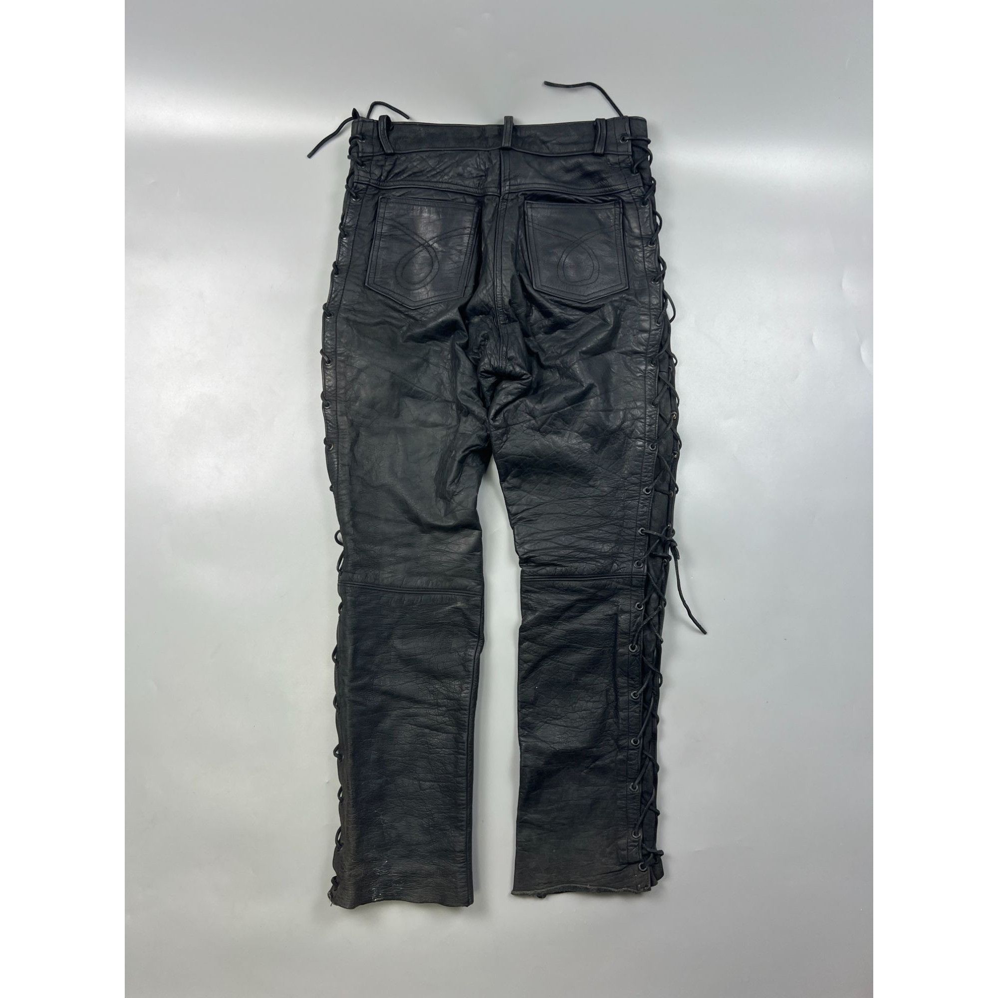 Vintage Vintage Leather Biker Pants (Y0747) Size US 32 / EU 48 - 13 Thumbnail