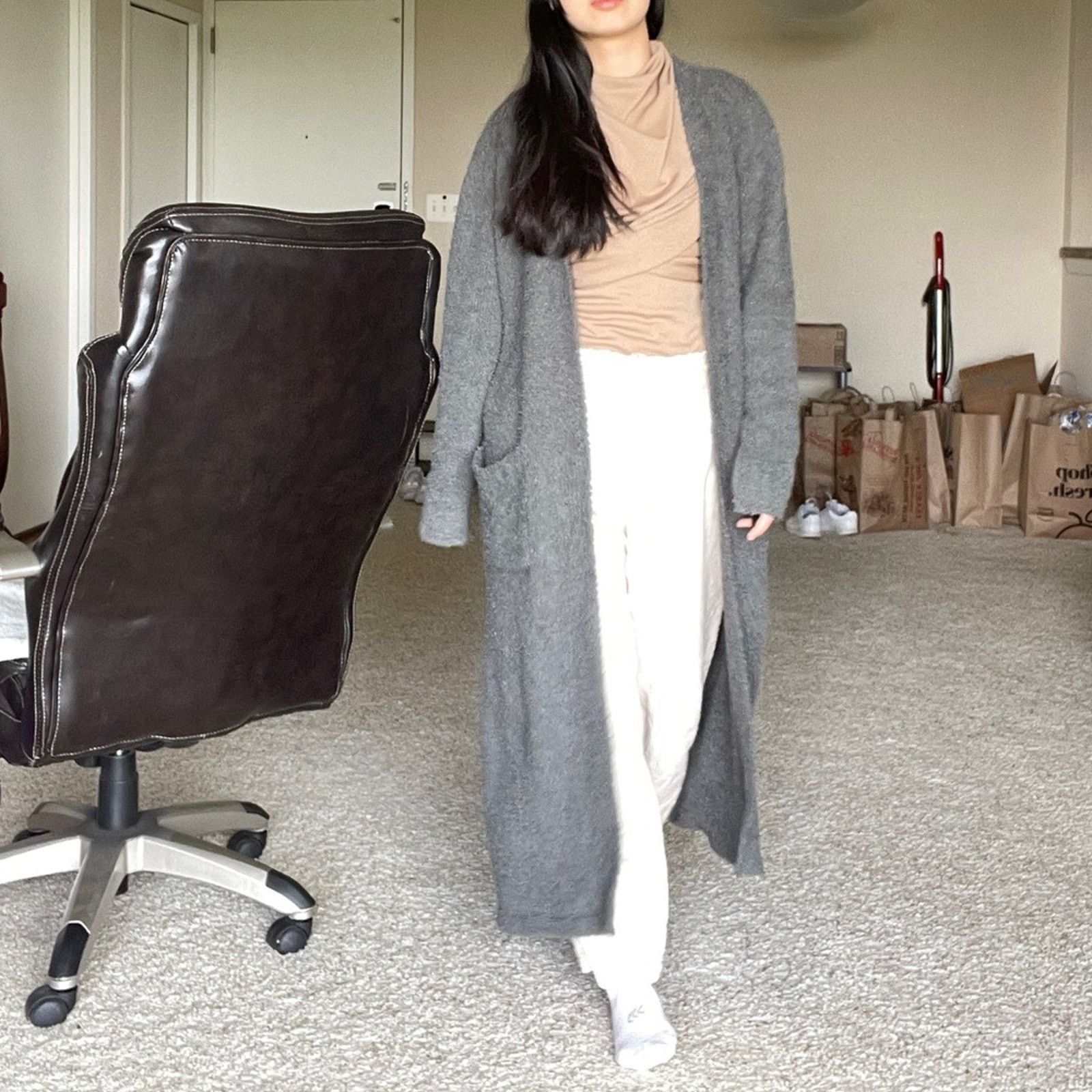 SKIMS SKIMS Grey Cozy Knit Rober cardigan duster XS Missing Belt Size ONE SIZE - 4 Thumbnail