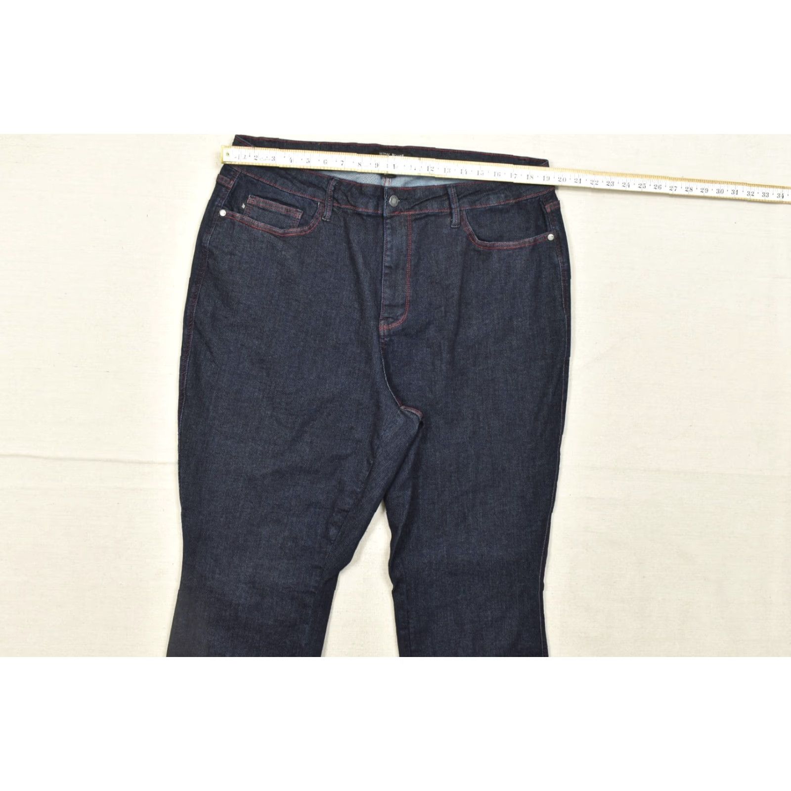 Vintage Judy Blue Jeans Women 22W Skinny Dark Wash Red Stitching Heart Back Pockets Snap Button 5-Pocket Denim Cotton High Rise Plus Size Womens Size 40" / US 18 - 3 Thumbnail