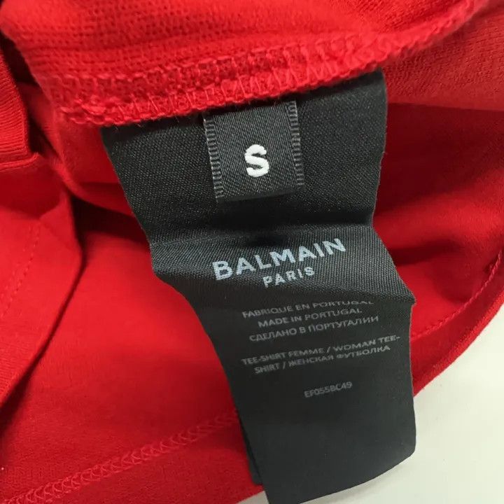 Balmain Balmain Red Logo Short Sleeve T-Shirt for Women -2507 Size S / US 4 / IT 40 - 5 Thumbnail