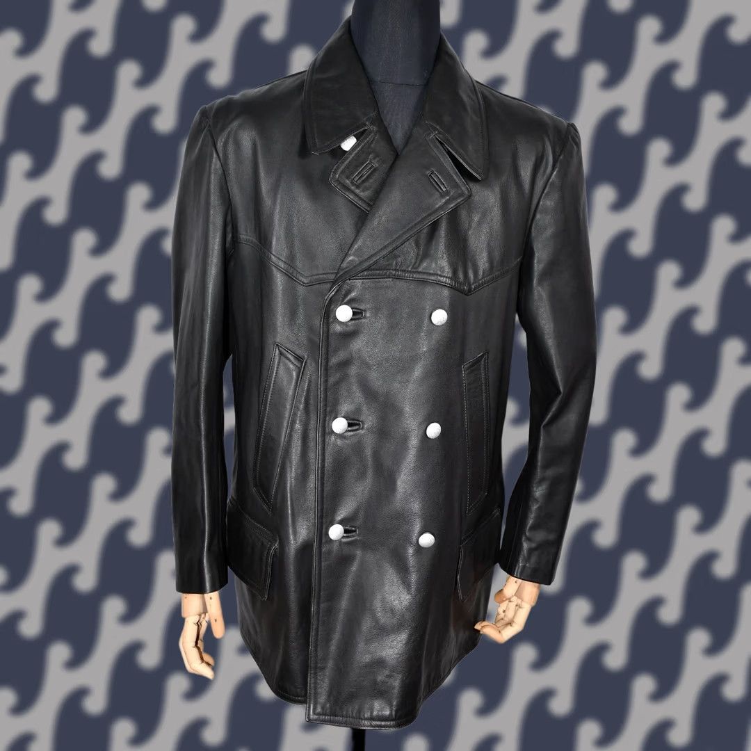 Vintage VTG Germany Police Leather Motorcycle Jacket size 52 Mens Jacket Black 1980s) Size US L / EU 52-54 / 3 - 1 Thumbnail