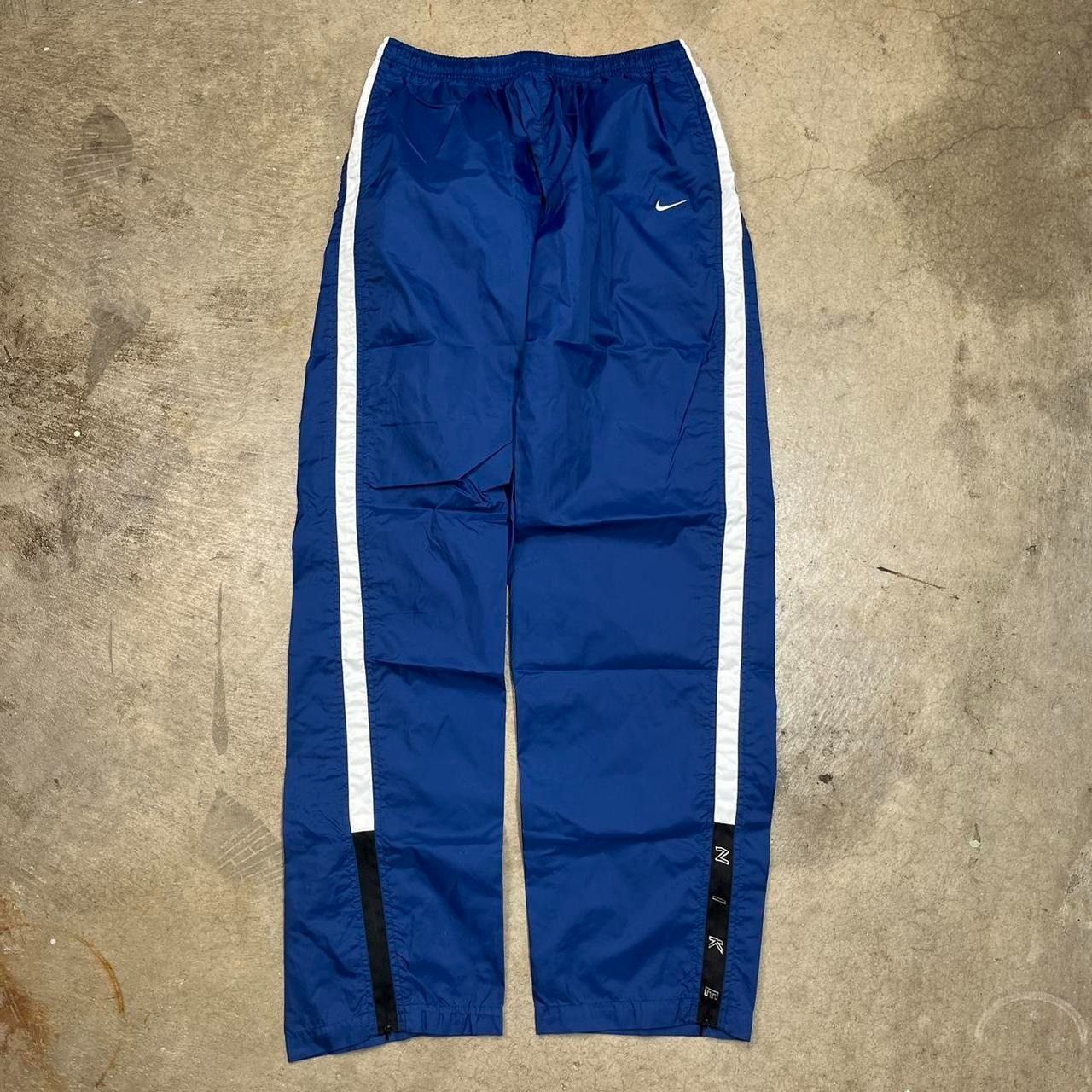Vintage 90s Nike windbreaker pants blue white strip youth XL