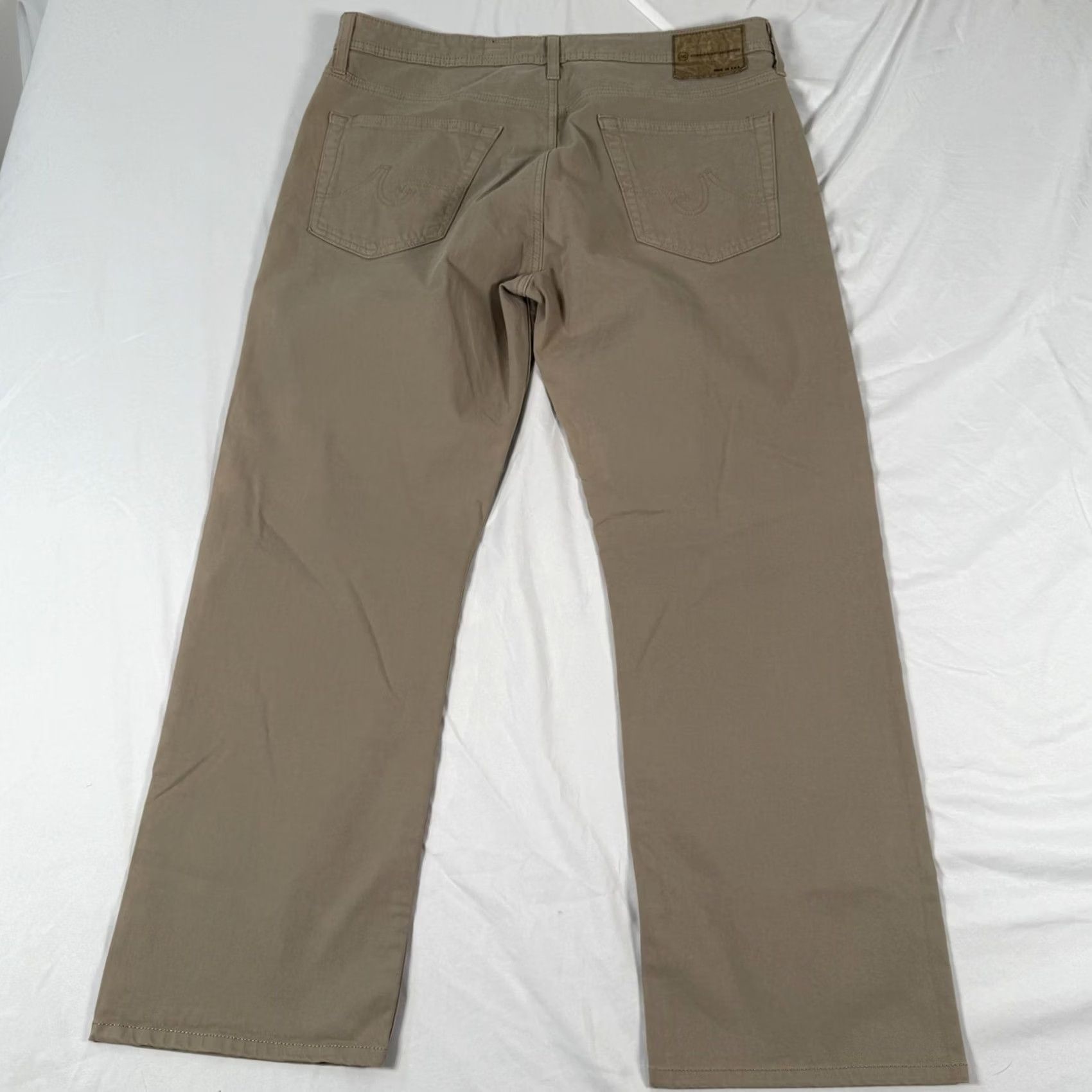 Vintage AG Adriano Goldschmied The Protégé Jeans Mens 37x28 Beige Straight Stretch USA Size US 36 / EU 52 - 4 Thumbnail