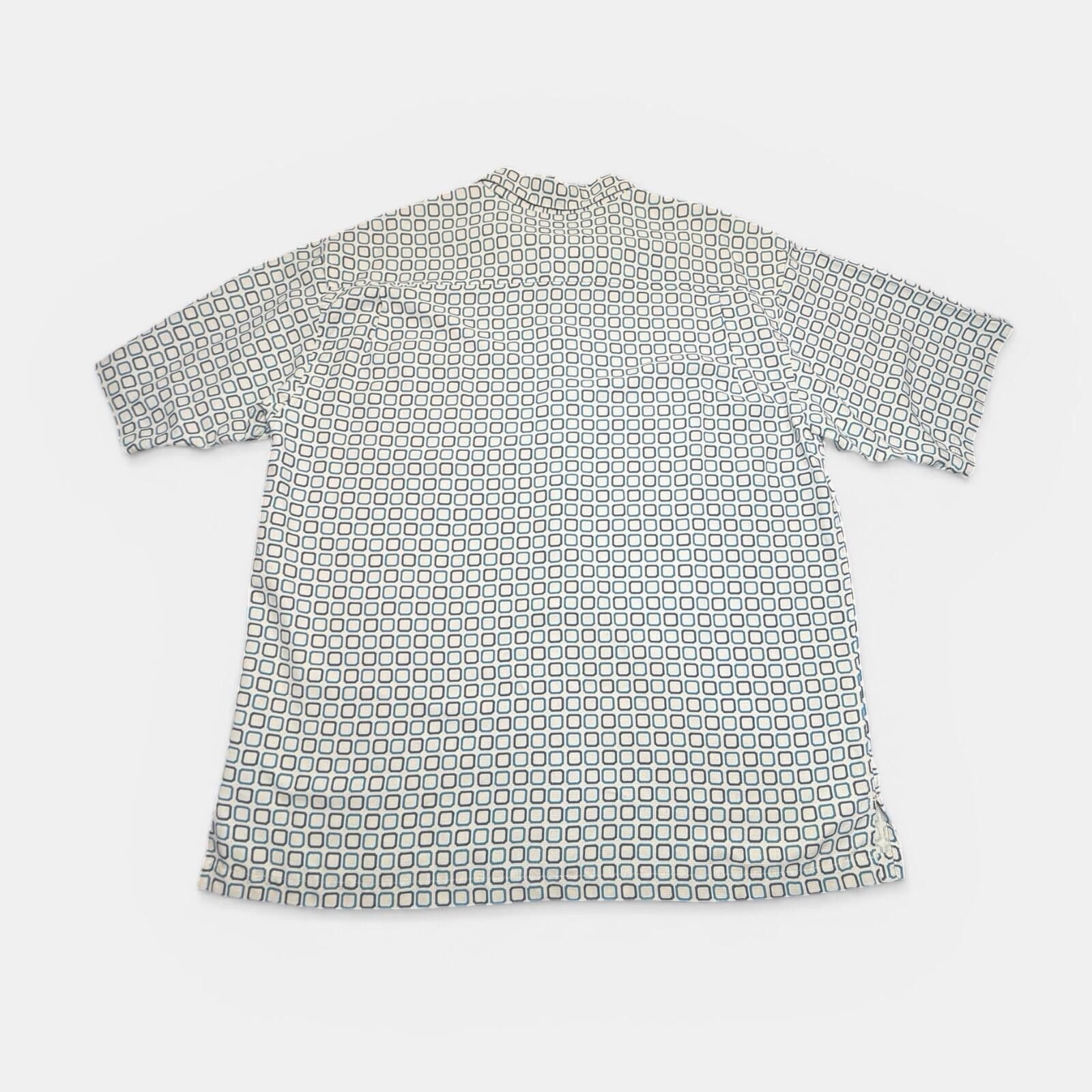 Toscano Toscano Mens XXL 100% Silk Camp Shirt Blue Geometric Button Size US XXL / EU 58 / 5 - 2 Thumbnail
