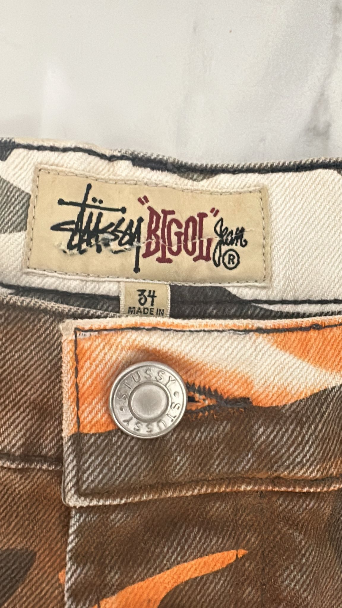 Stussy Stüssy Dye Big Ol Spray Jeans Orange Camo Size 34 Size US 34 / EU 50 - 8 Thumbnail