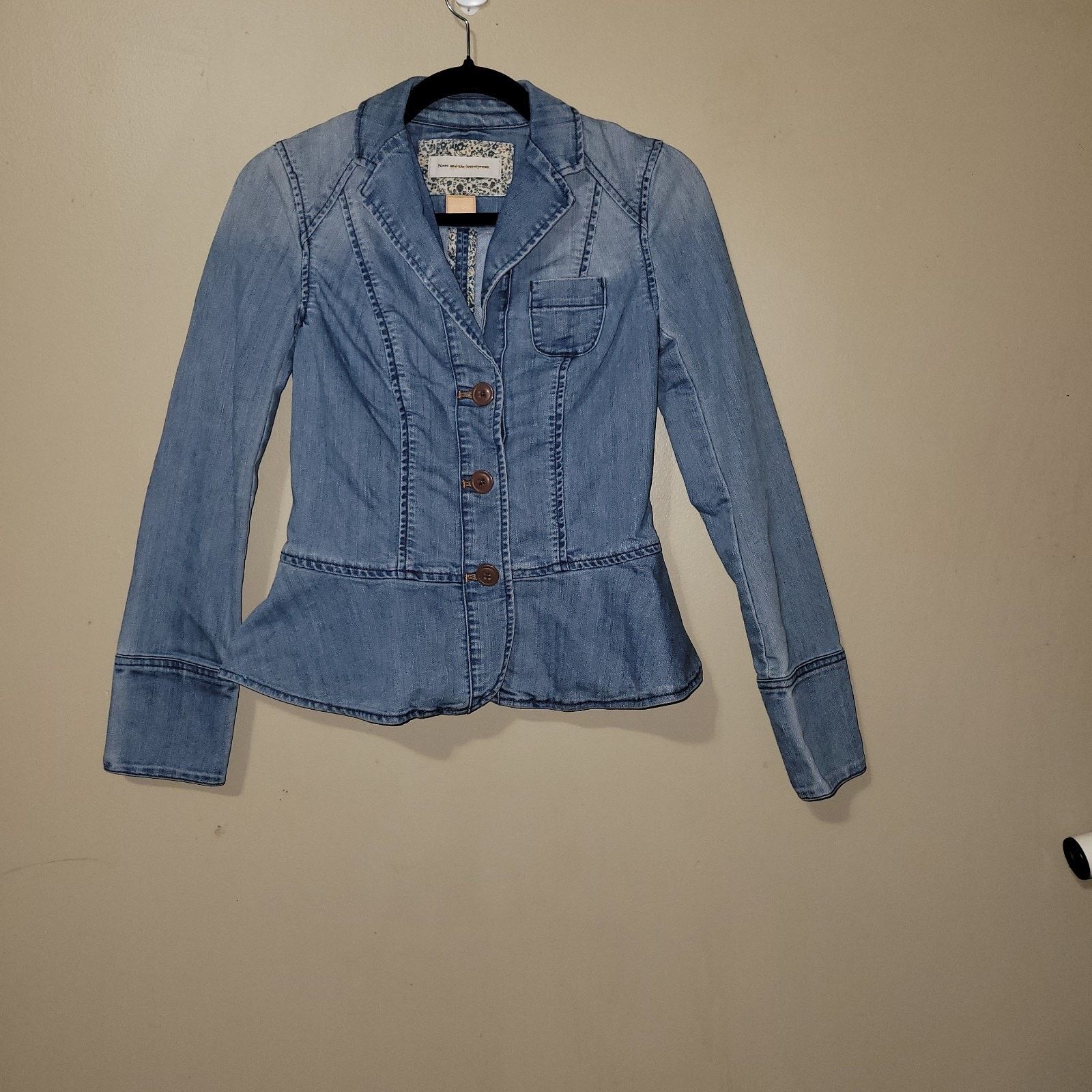 & Other Stories Anthropologie Women's Jean Denim Blazer Jacket 00 Size XS / US 0-2 / IT 36-38 - 1 Thumbnail