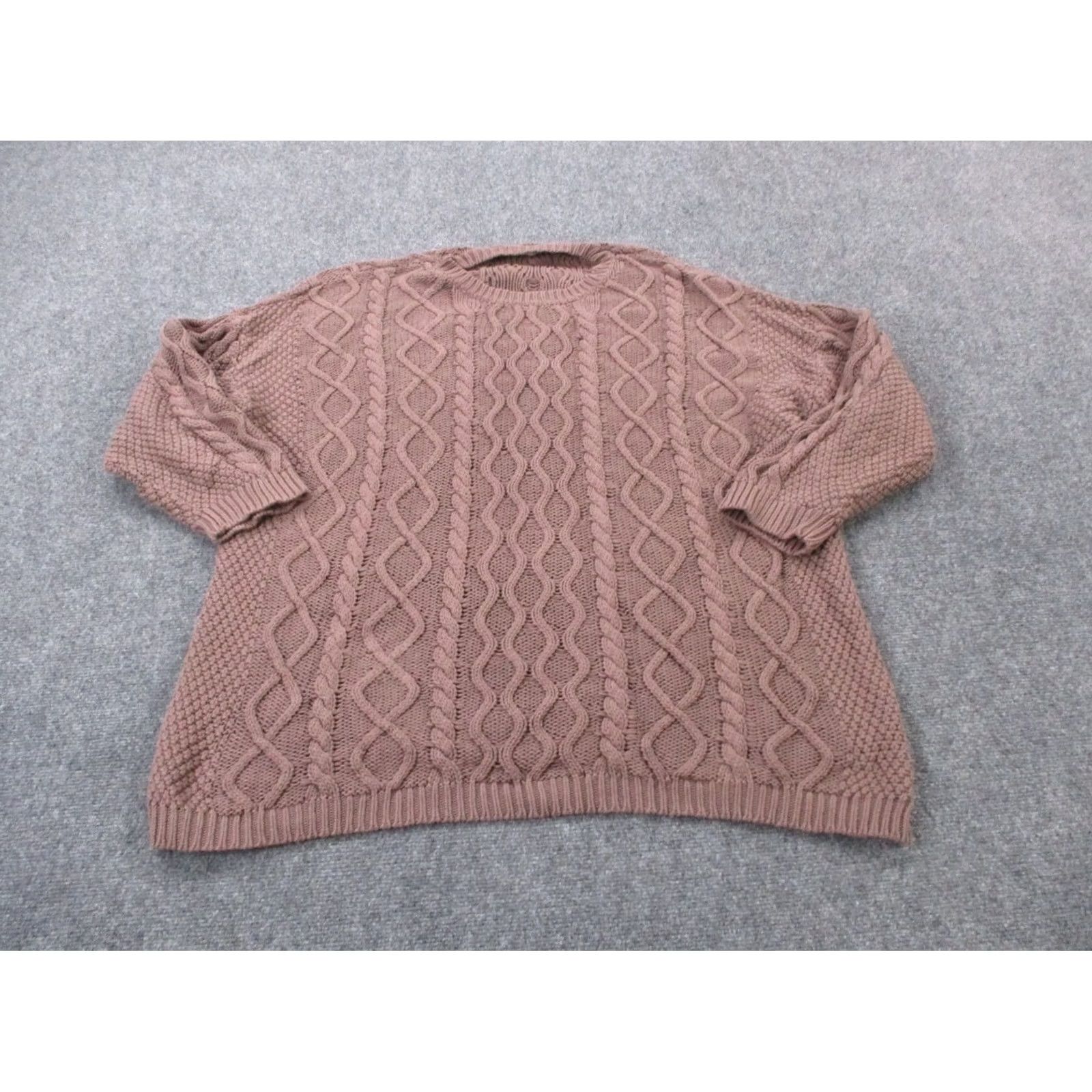 Vintage Neuflora Sweater Womens L Brown Oversized Relaxed Casual Cable Knit Fisherman Size L / US 10 / IT 46 - 2 Thumbnail