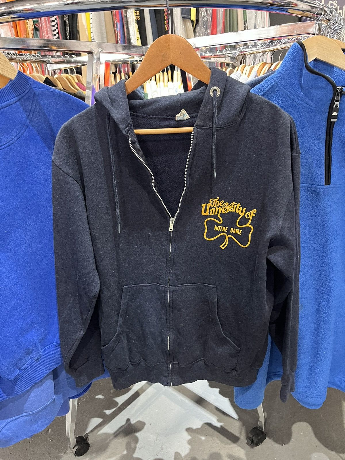 Image of Vintage 70's Champion Blue Bar Notre Dame University Hoodie, Men's (Size XL)