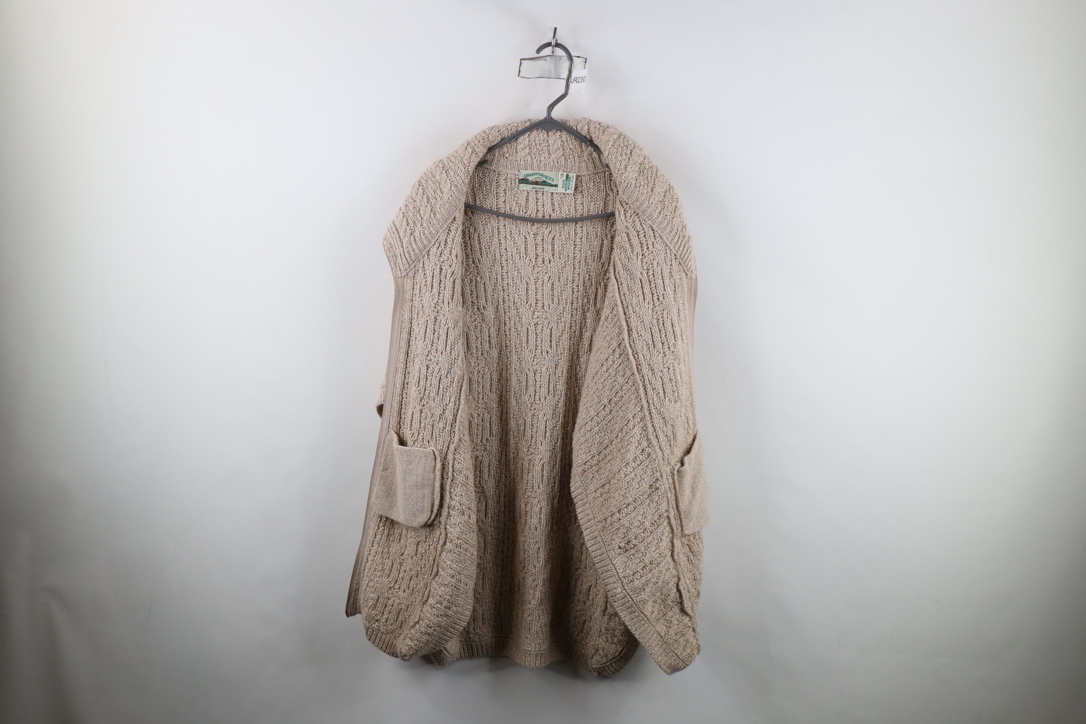 Vintage Vintage 90s Donegal Wool Knit Fisherman Poncho Sweater Beige Size S / US 4 / IT 40 - 11 Thumbnail