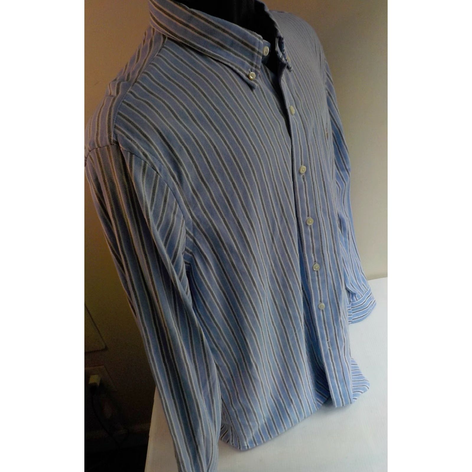 Ralph Lauren RALPH LAUREN Knit Oxford Button Down LS Shirt Light Blue/Gray/White XXL Cotton Size US XXL / EU 58 / 5 - 3 Thumbnail