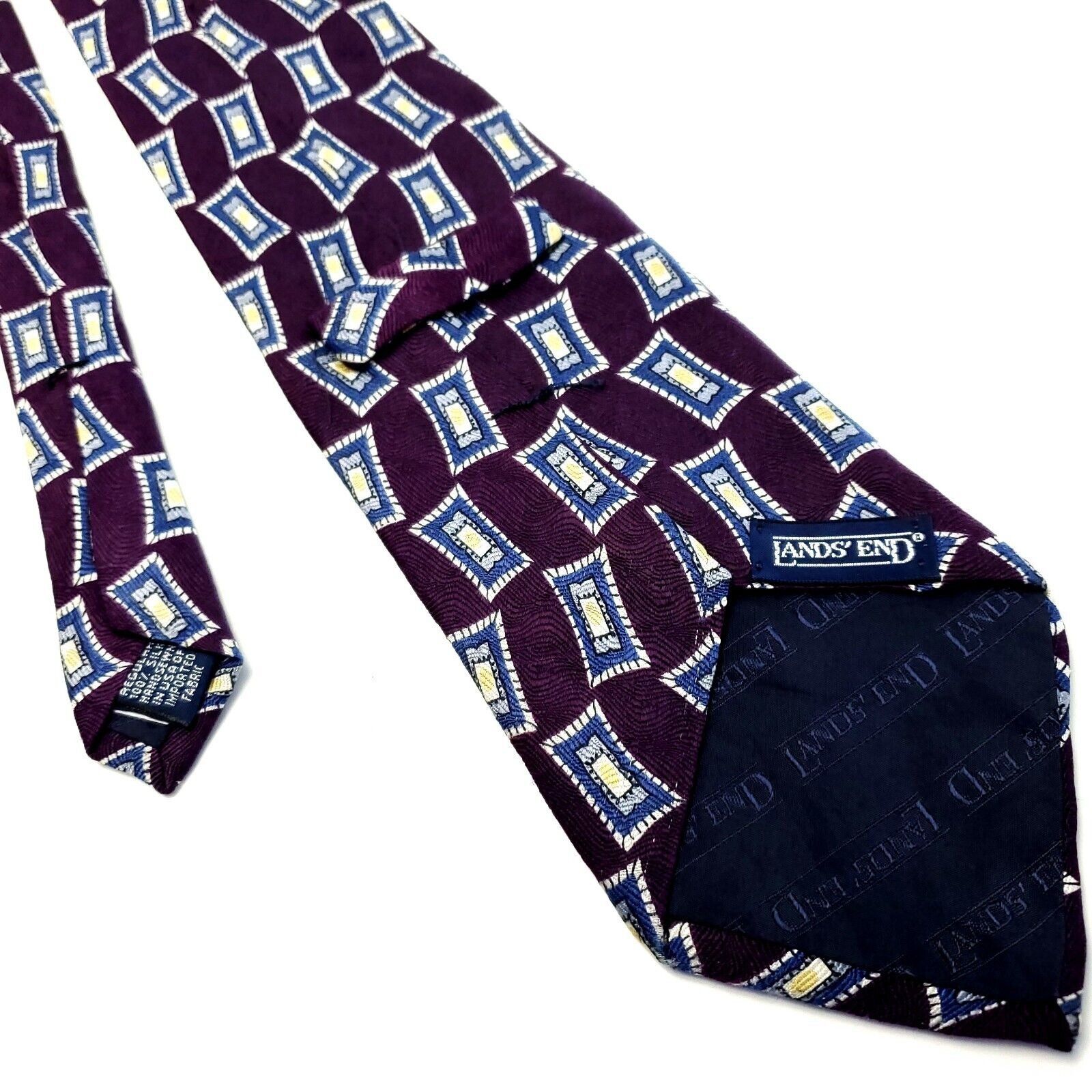 Lands' End Land's End Silk Tie Wide Print Purple Geometric Size ONE SIZE - 3 Thumbnail
