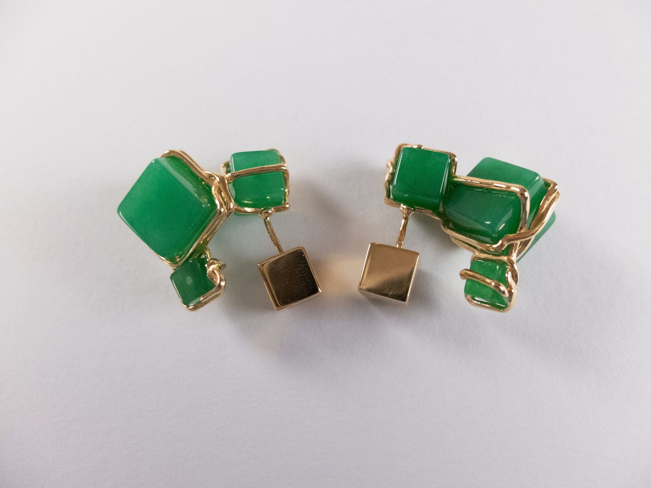 Bottega Veneta BOTTEGA VENETA green & gold Jade stone & silver earrings q Size ONE SIZE - 4 Thumbnail