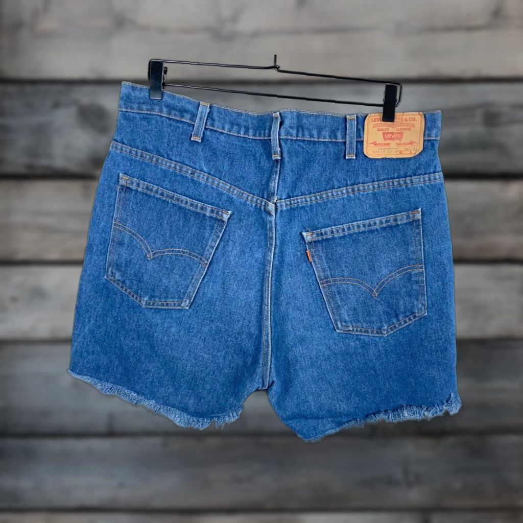 Levi's VINTAGE Levi's 519 Jean Short Bermuda Men's 36 x 4 Blue Denim Orange Tab Frayed 80s Hip Hop Retro Size US 36 / EU 52 - 1 Thumbnail