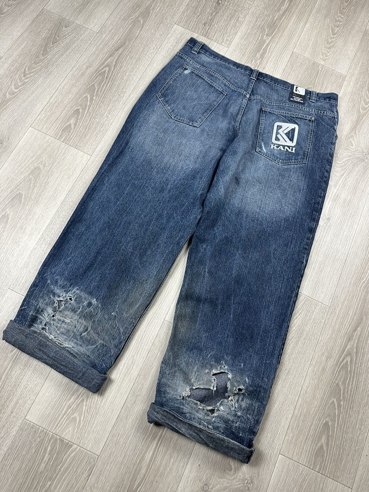 Karl Kani Vintage KARL KANI Distressed Baggy Denim Pants Big Logo Size US 40 / EU 56 - 2 Thumbnail