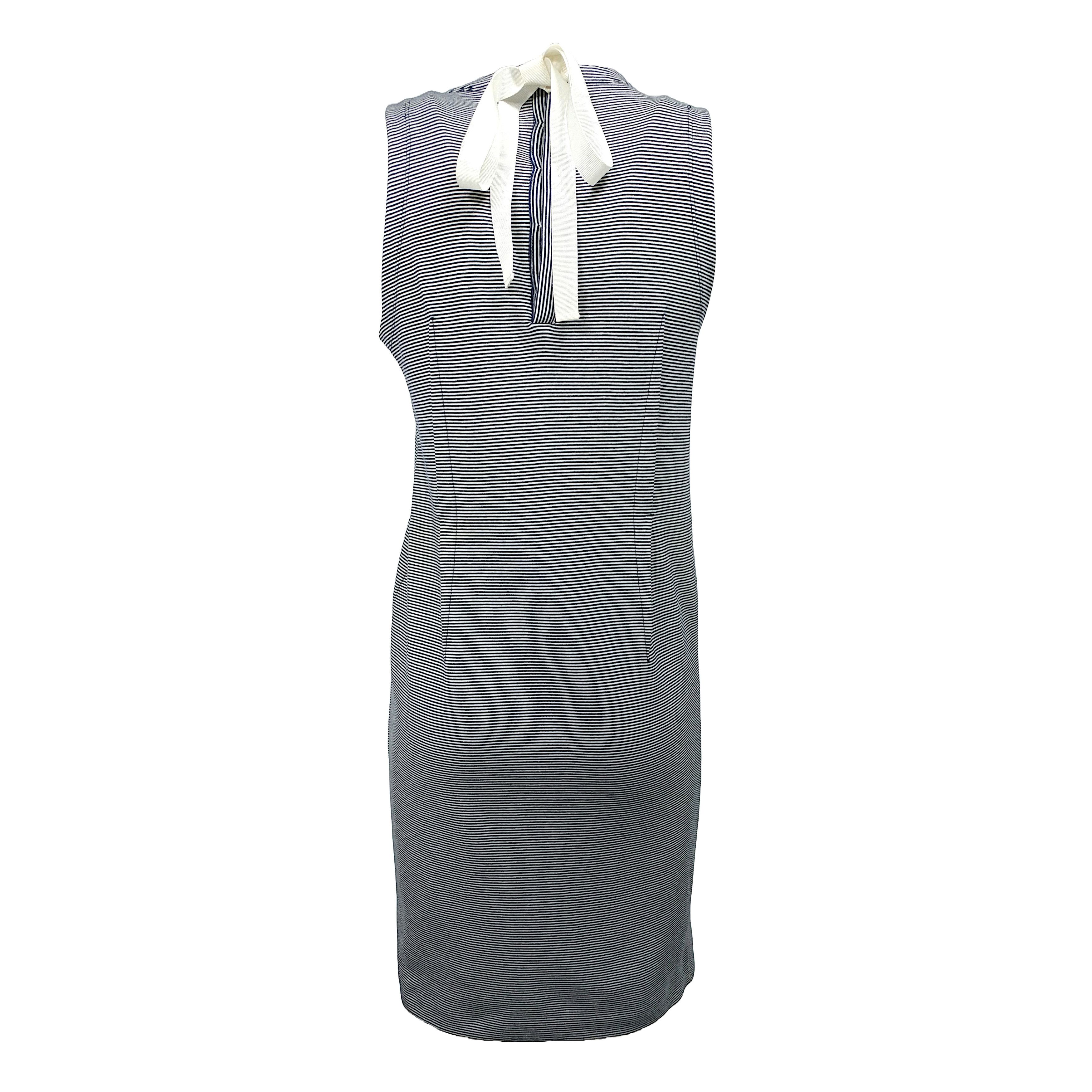 Dolce & Gabbana Vintage Cotton Sleeveless Striped Mini Dress Y2K Size M / US 6-8 / IT 42-44 - 4 Thumbnail