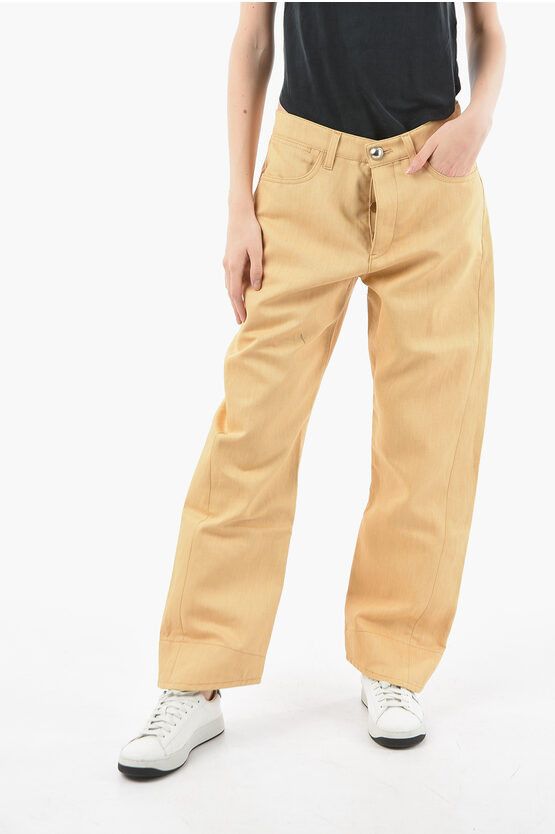 image of Jil Sander Regular-Fit Denims With Coated Cotton Pigments 21Cm in Brown, Women's (Size 26)