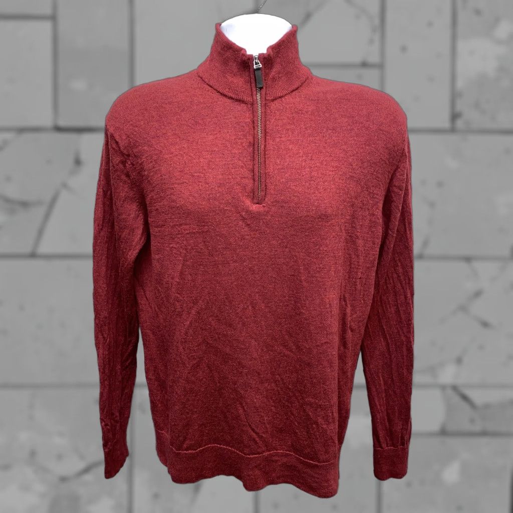 UNTUCKit UNTUCKit Men's Sweater 1/2 Zip Pullover Wool Red Size M Size US M / EU 48-50 / 2 - 1 Thumbnail