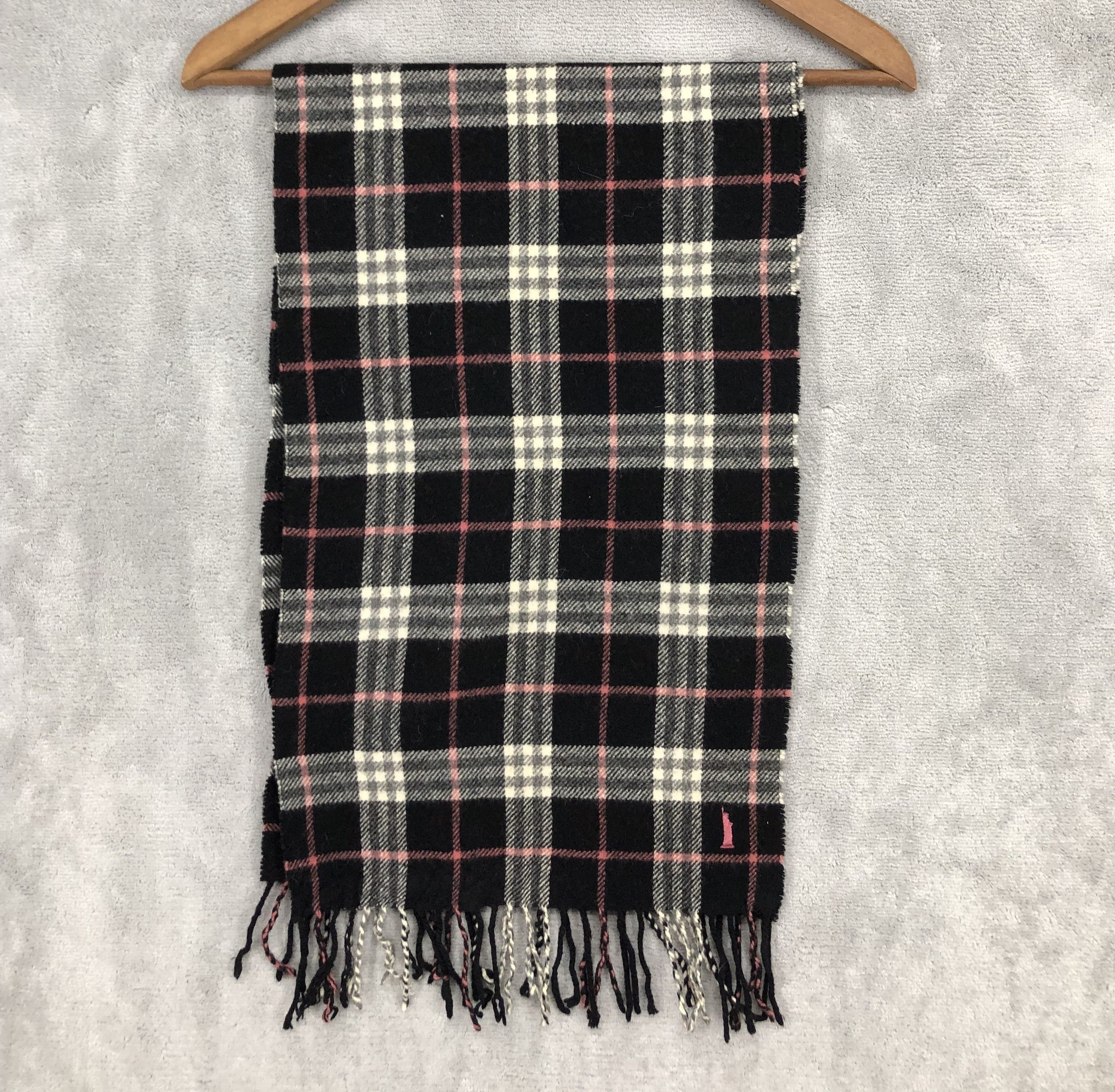 image of East Boy Lambswool Checkered Scarf Muffler in Mix, Men's