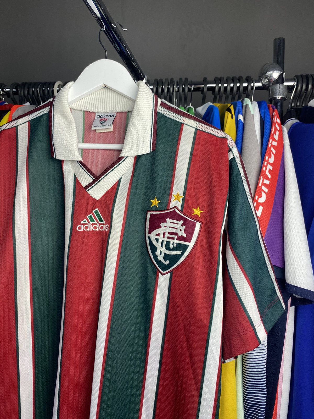 Adidas 1998/00 ADIDAS FLUMINENCE HOME SOCCER FOOTBALL JERSEY SHIRT Size US L / EU 52-54 / 3 - 4 Thumbnail