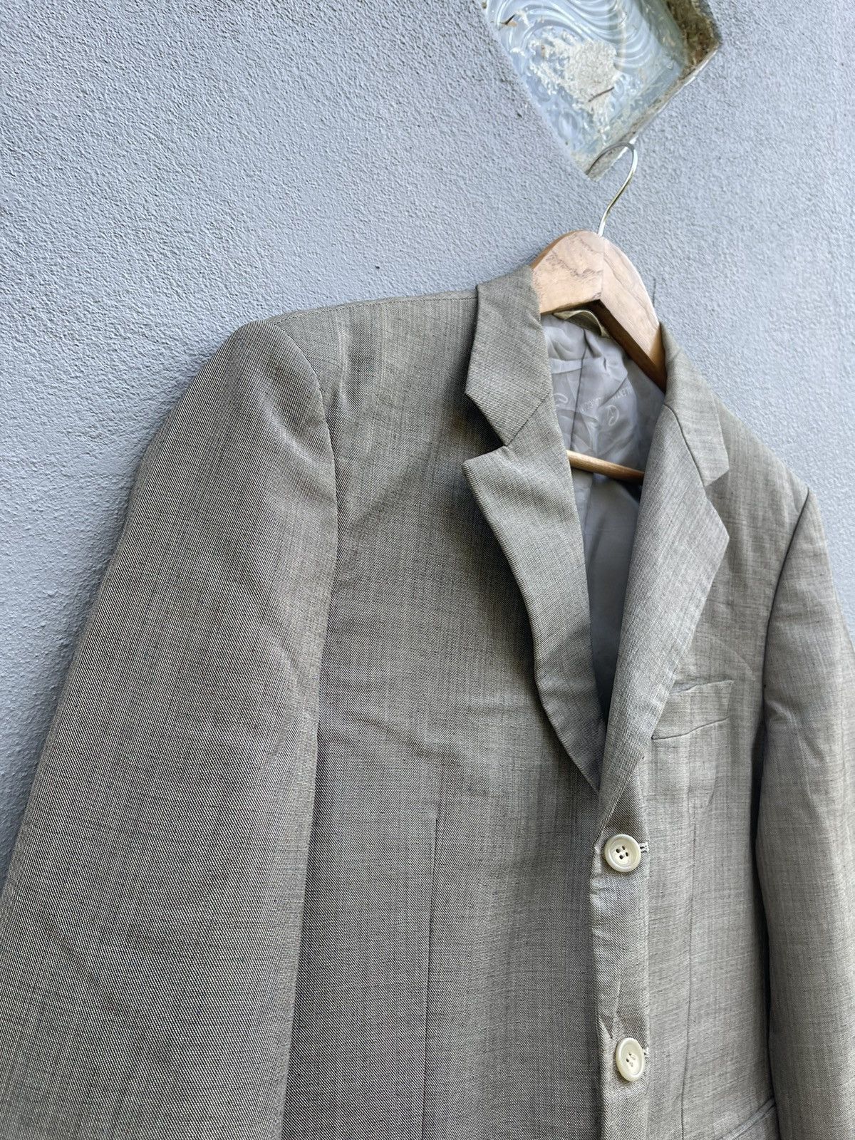 Designer Vintage Valentino World Blazer - Size 46 - Gray Herringbone Size 38L - 4 Thumbnail