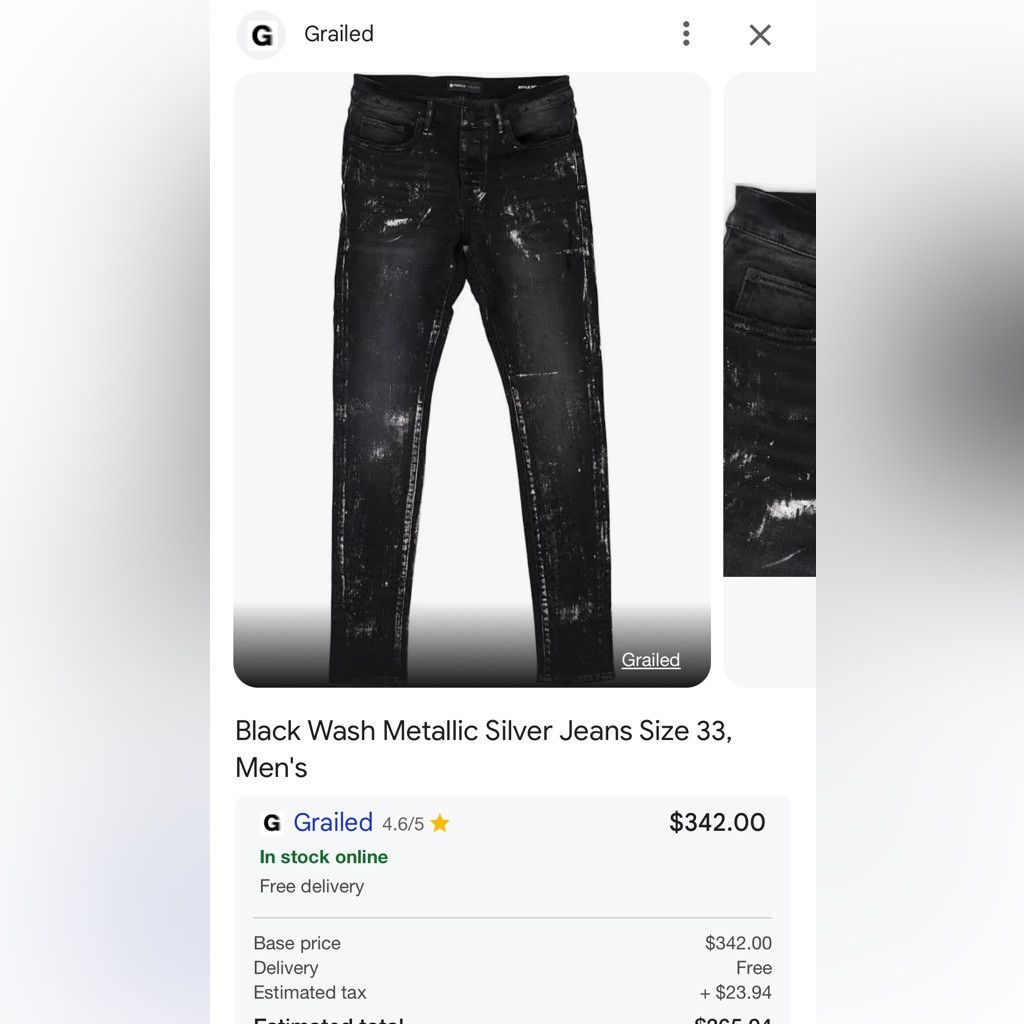Purple Brand New Purple brand black wash with metal sliver Size US 31 - 1 Thumbnail