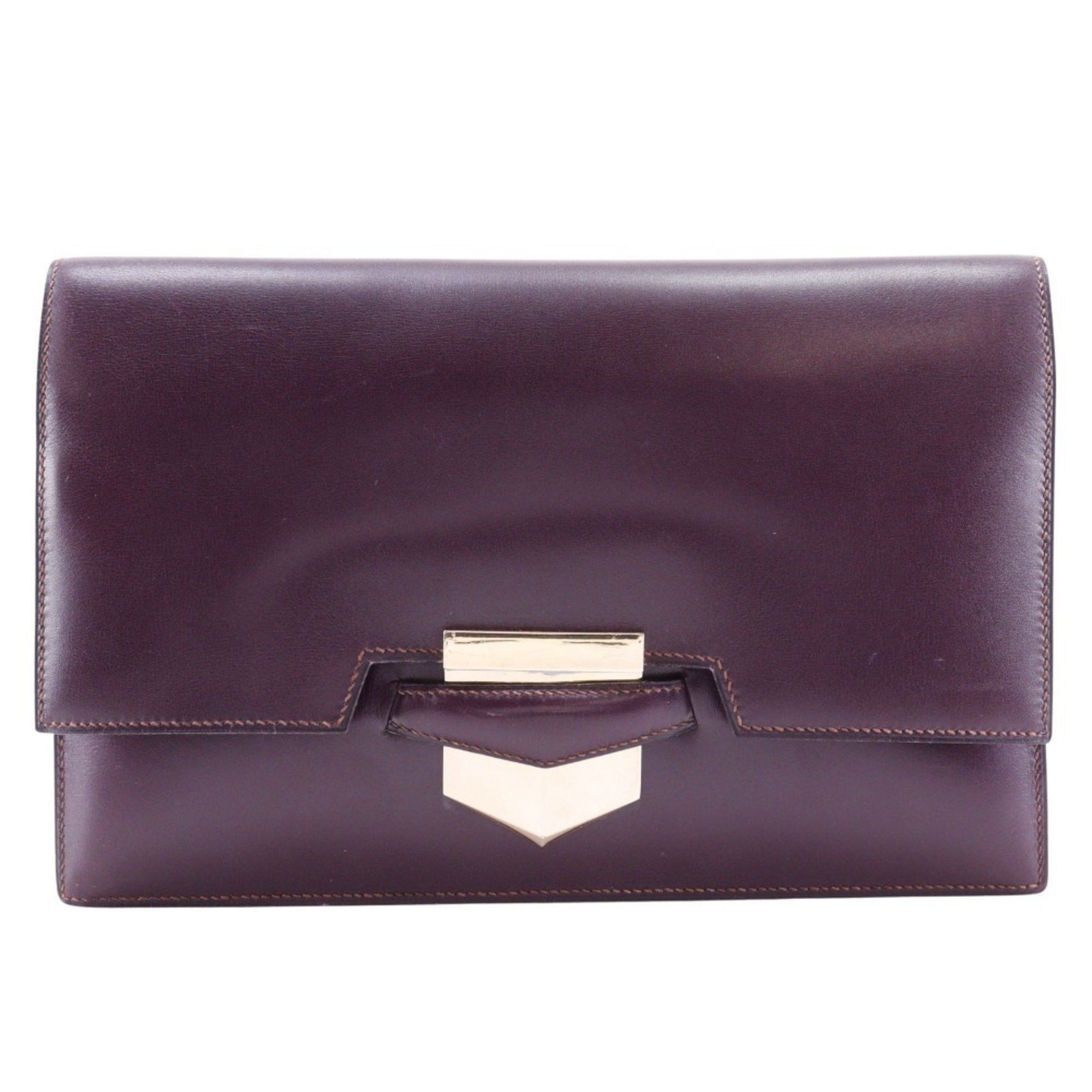 Hermes Hermes Fako Clutch Bag Box Calf Bordeaux I Flap Women's Size ONE SIZE - 1 Thumbnail