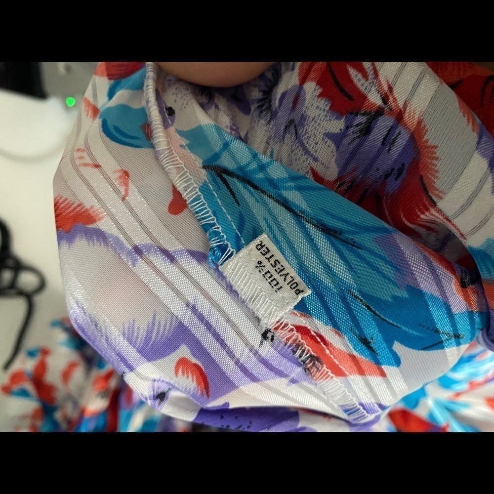 Other Vintage Karoline Floral Pleated Blouse | Size 12 | Tie-Front Size XL / US 12-14 / IT 48-50 - 4 Thumbnail