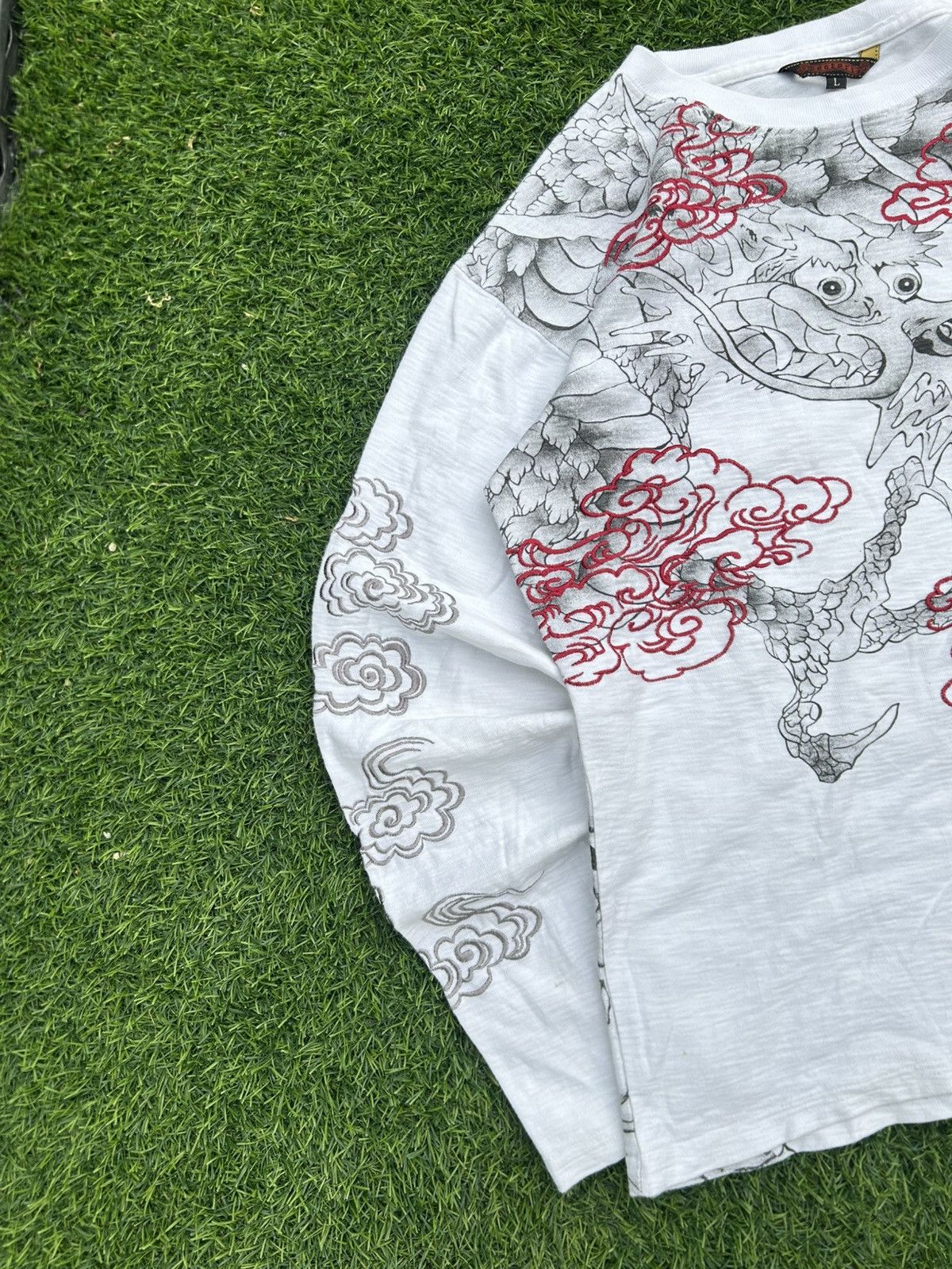 Karakuri Tamashii Satori Japanese Long Sleeve Tee - Dragon & Tiger Embroidery Size US L / EU 52-54 / 3 - 3 Thumbnail