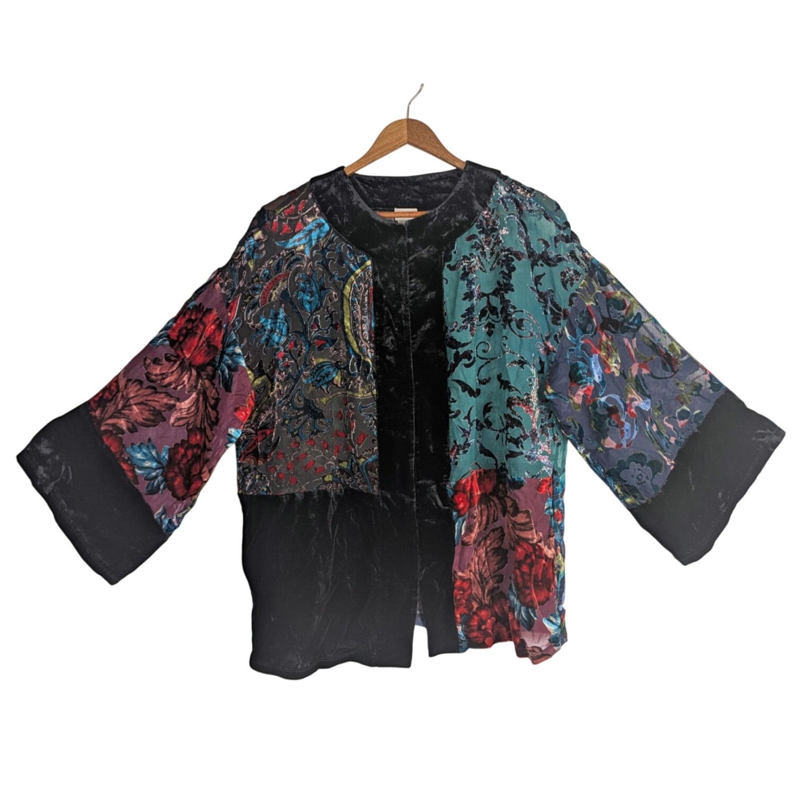 Chicos Velvet Burnout Jacket Multicolor Pattern Witchy Whimsigoth Size S / US 4 / IT 40 - 1 Thumbnail