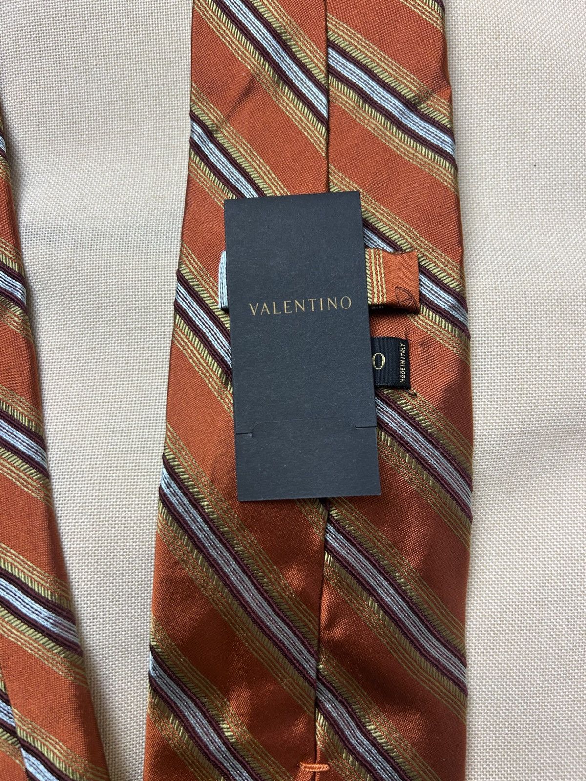 Valentino Valentino orange striped Silk Mens Tie Size ONE SIZE - 4 Thumbnail