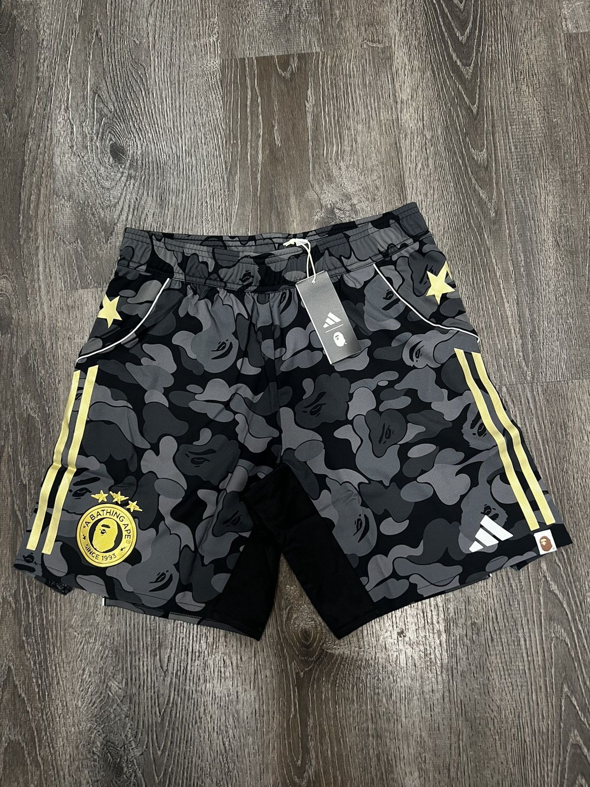 Adidas × Bape Adidas x Bape Football Slim Shorts Black SZ XL & XXL Size US 37 - 1 Thumbnail