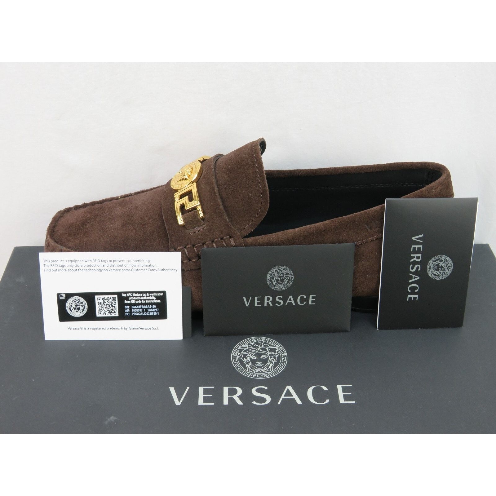 Versace NIB VERSACE BROWN SUEDE GOLD MEDUSA HEAD LOGO LOAFERS 43 10 Size US 10 / EU 43 - 12 Thumbnail